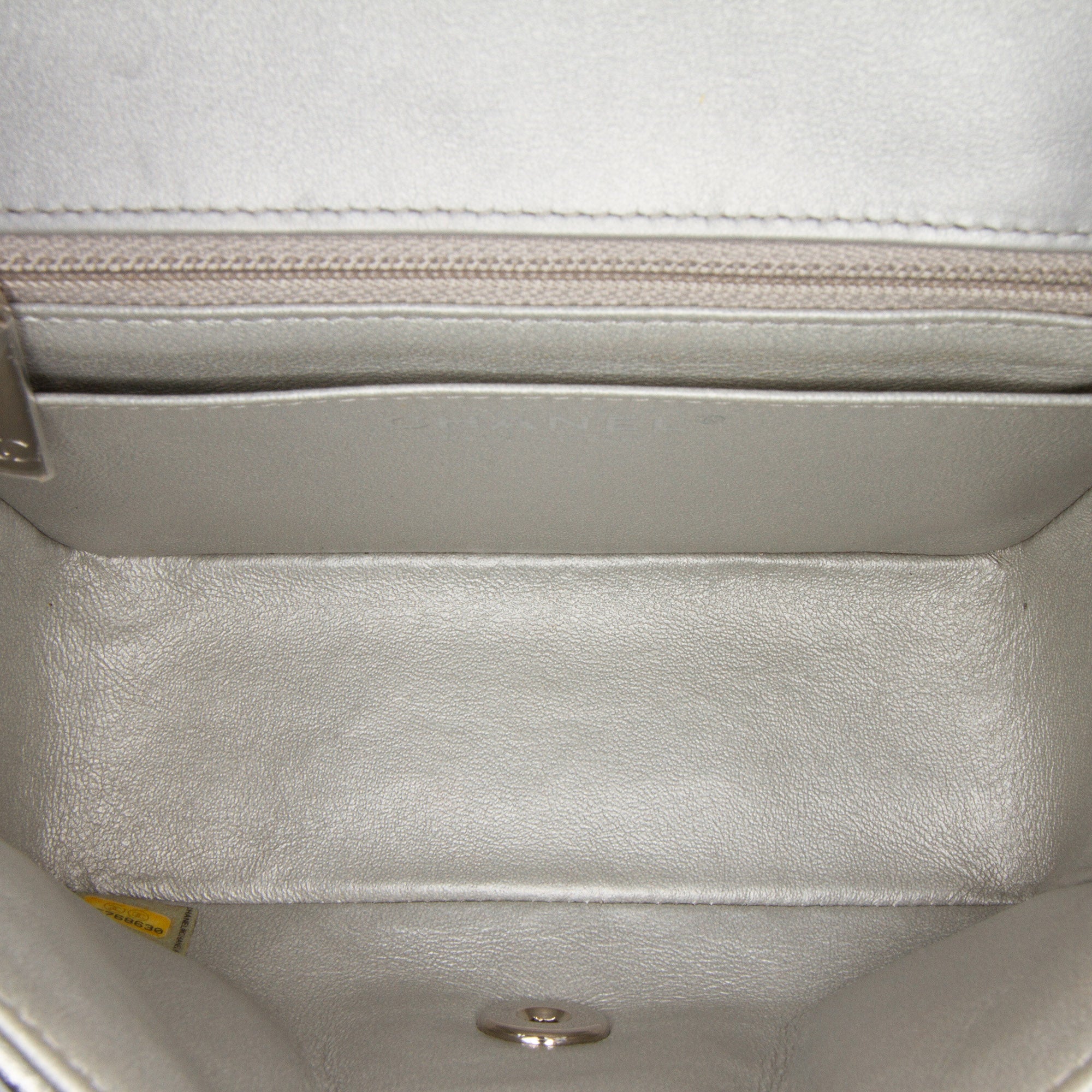 Chanel Mini Square Classic Chevron Metallic Crumpled Patent Single Flap - image 4