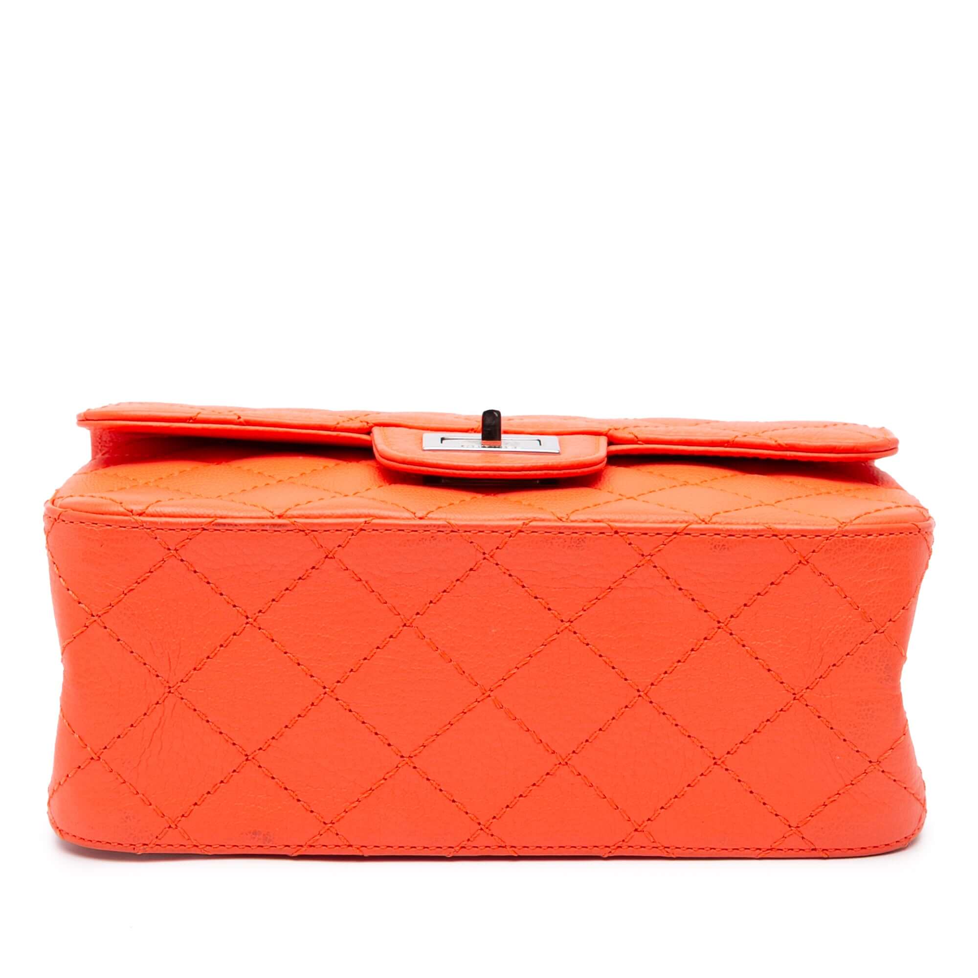 Chanel Mini Flap Orange Quilted Goatskin with Silver Hardware – 2019