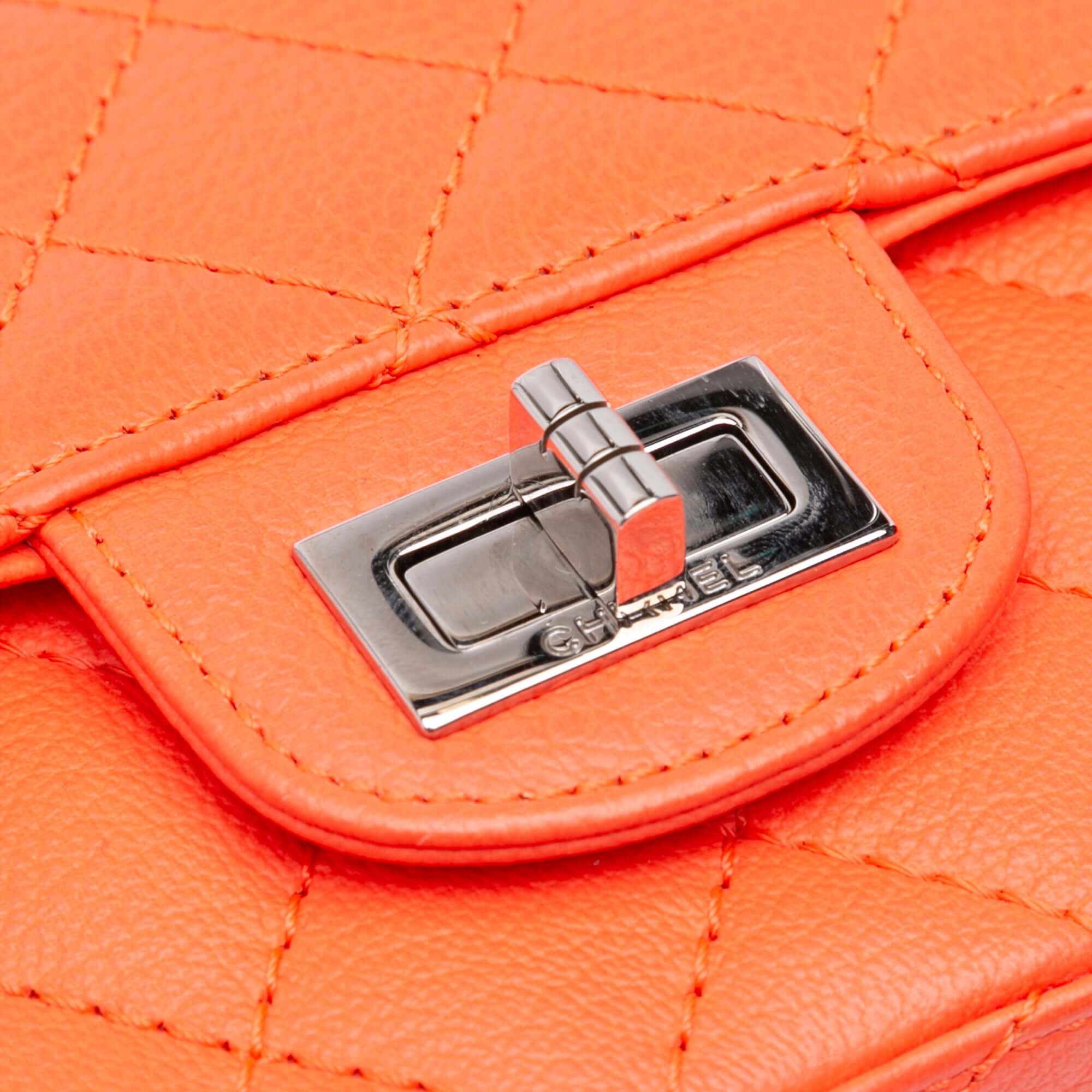 Chanel Mini Flap Orange Quilted Goatskin with Silver Hardware – 2019