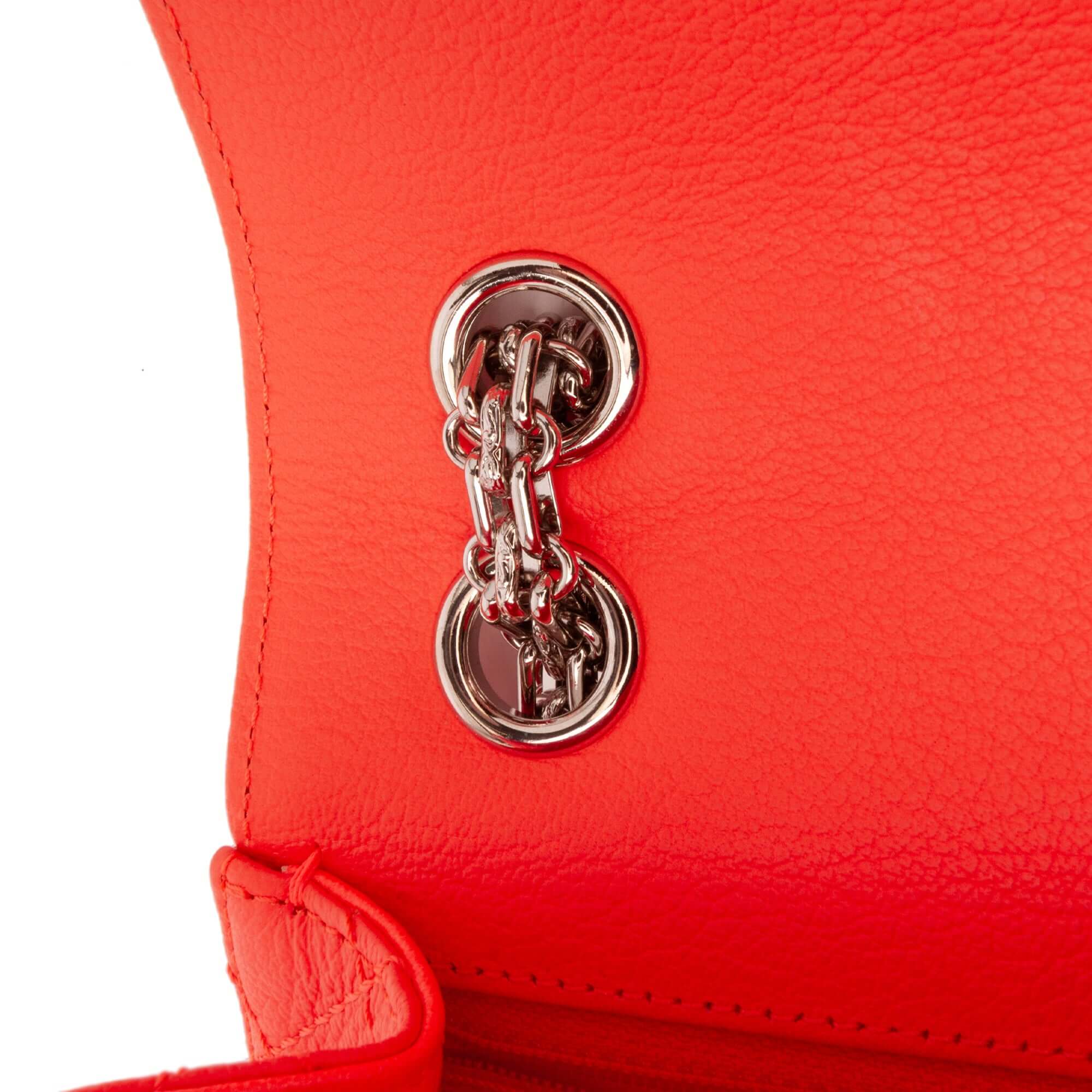 Chanel Mini Flap Orange Quilted Goatskin with Silver Hardware – 2019