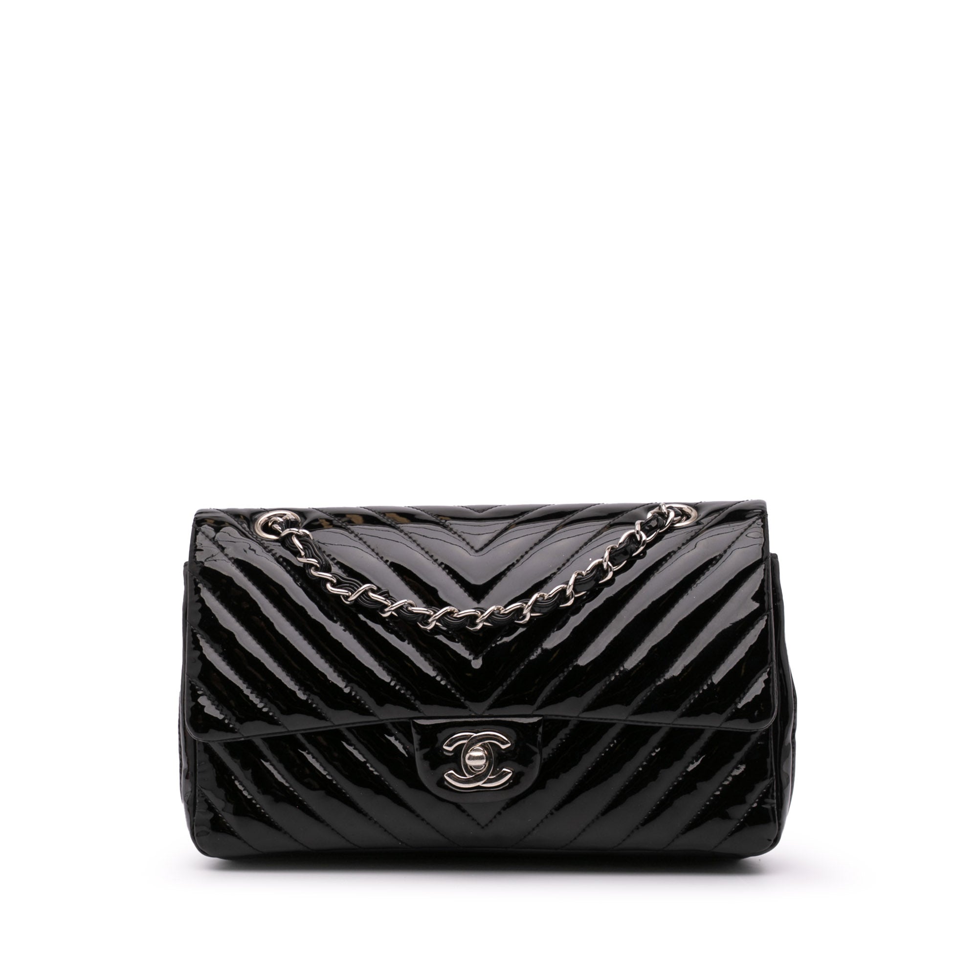 Chanel Medium Classic Chevron Patent Double Flap - image 1