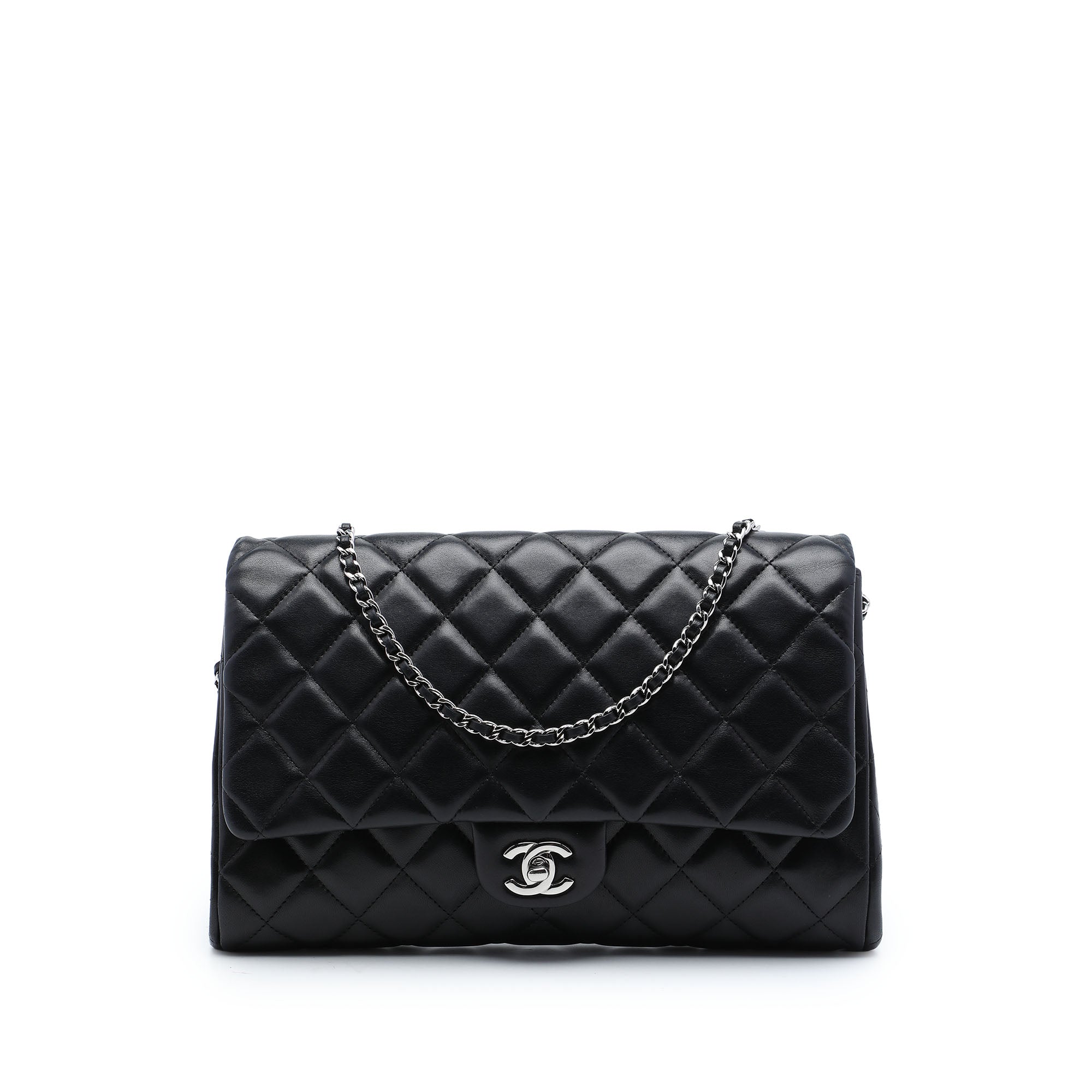 Chanel CC Quilted Lambskin Flap Clutch with Chain - image 1