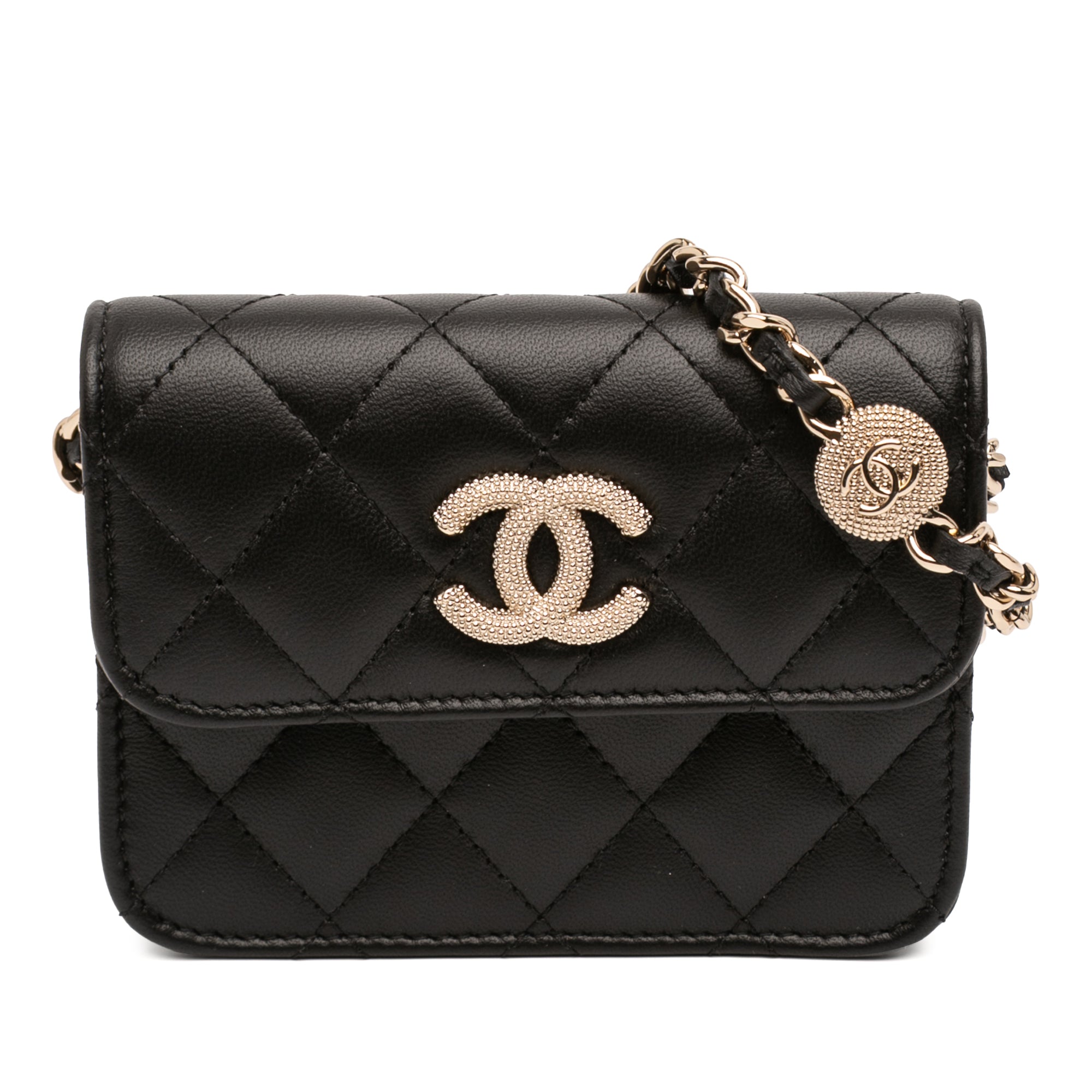 Chanel CC Quilted Lambskin Strass Clutch With Chain - image 1