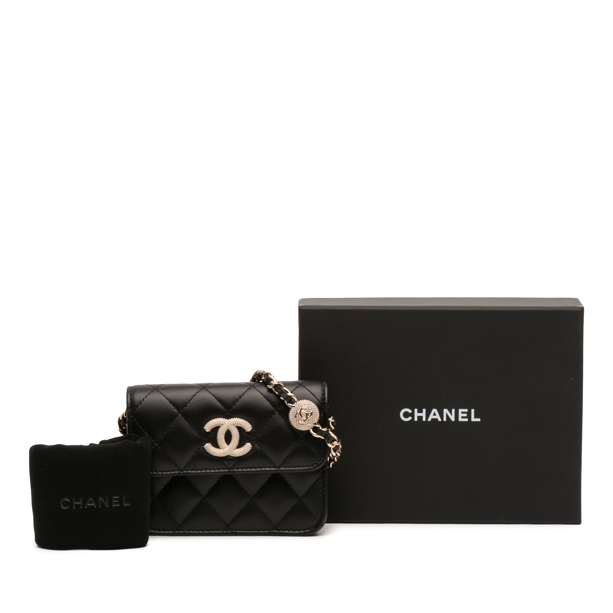 Chanel CC Quilted Lambskin Strass Clutch With Chain - image 11