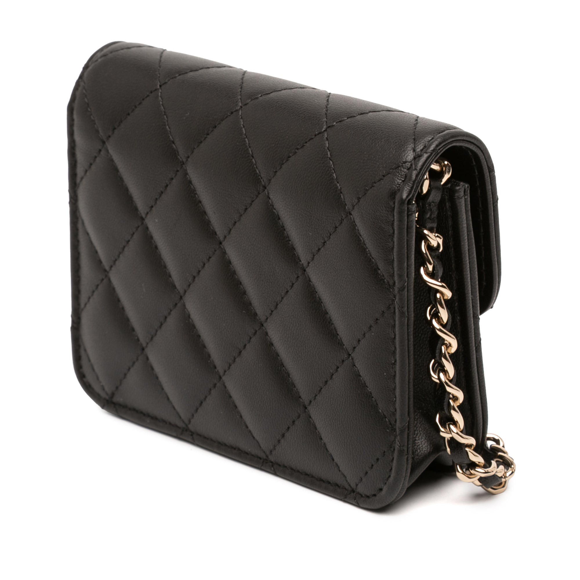 Chanel CC Quilted Lambskin Strass Clutch With Chain - image 2
