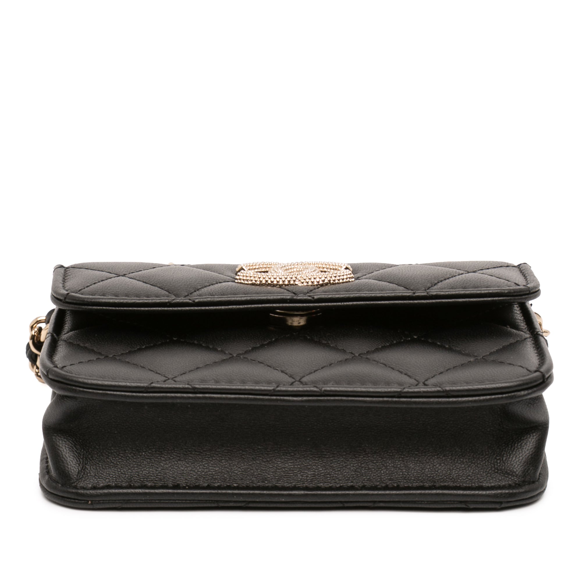 Chanel CC Quilted Lambskin Strass Clutch With Chain - image 3
