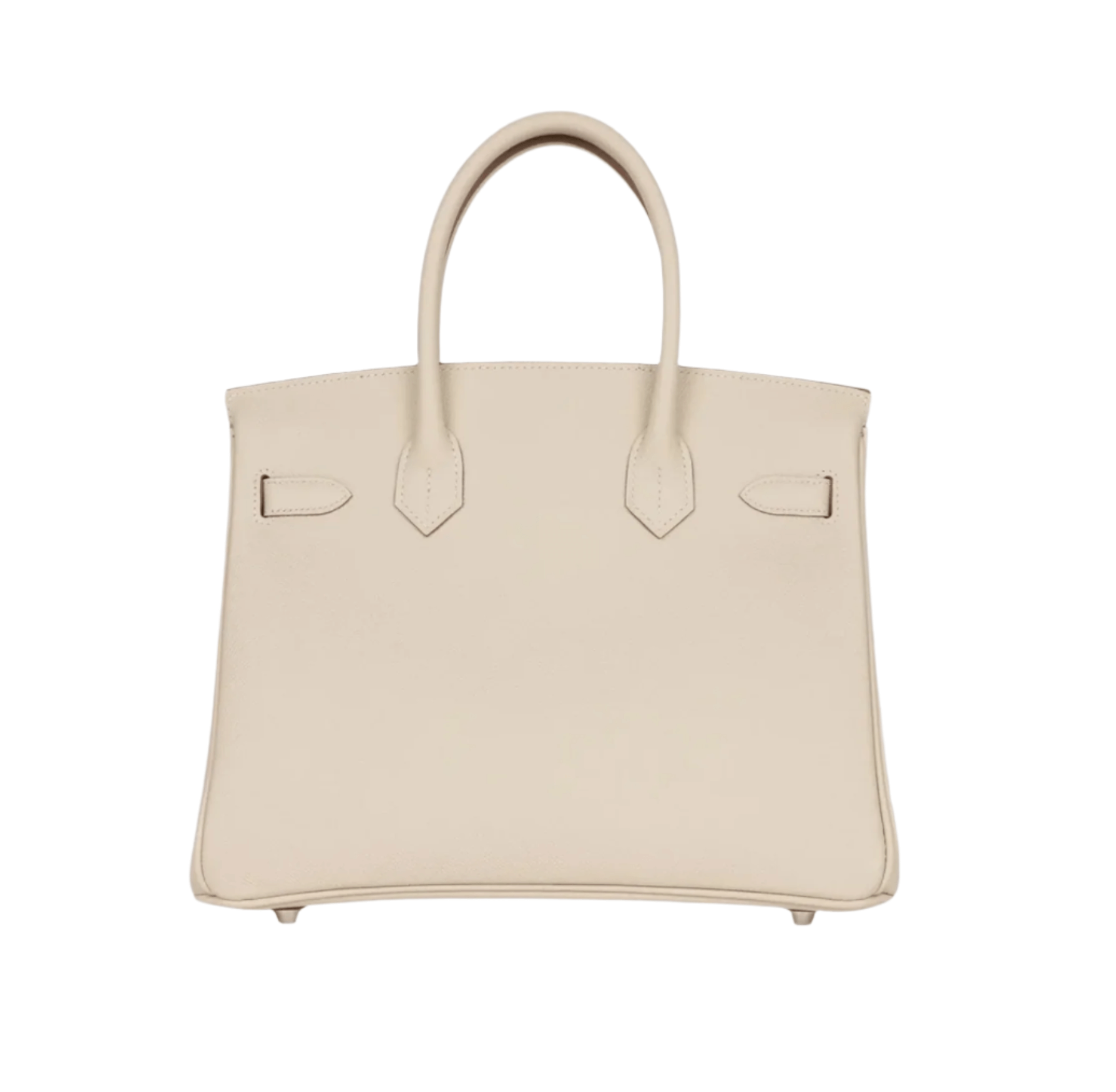 Hermès Birkin 30 in Craie Epsom leather with palladium hardware, featuring double rolled handles, tonal stitching, and classic flap closure