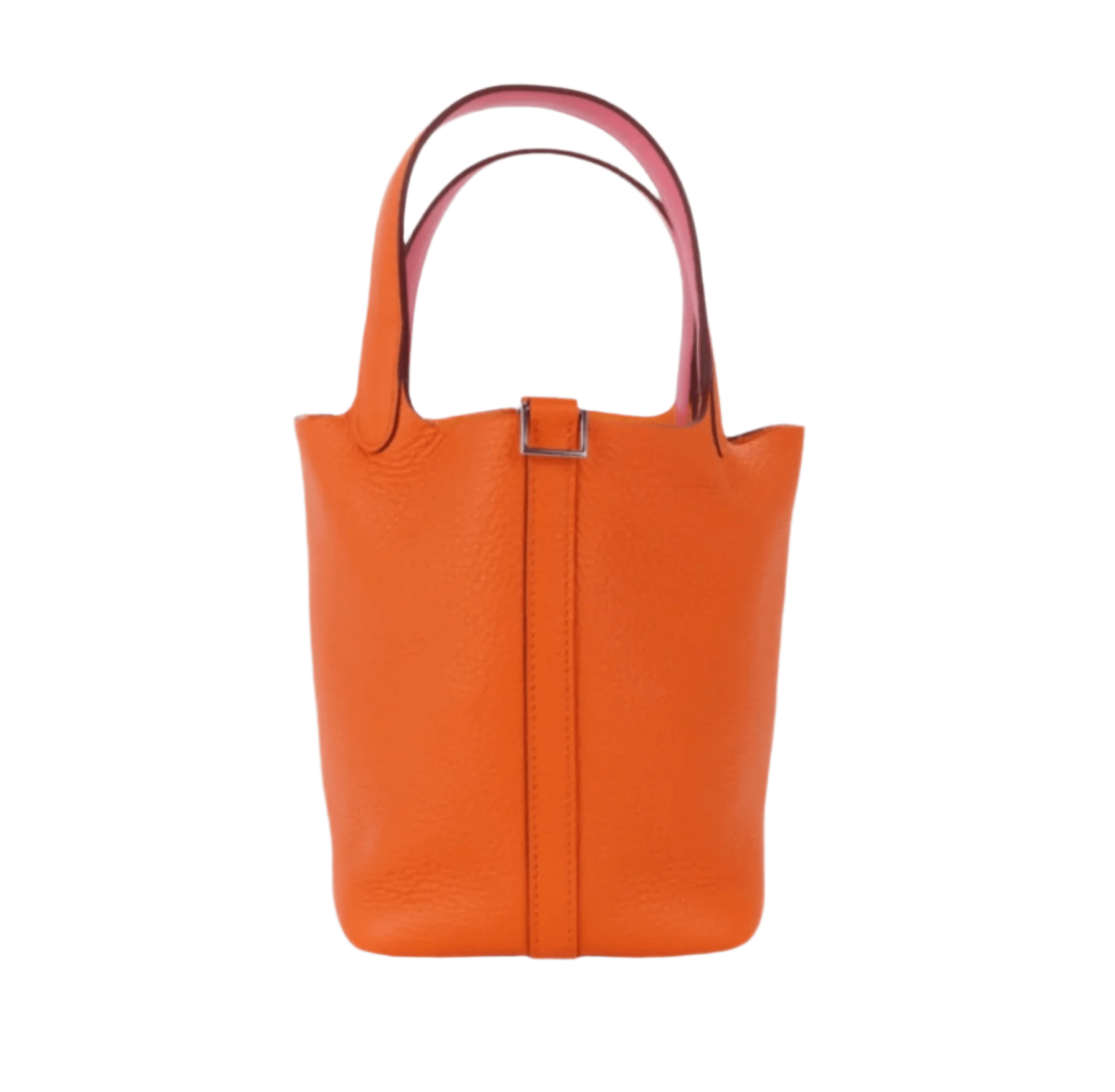 Hermès Picotin Lock 18 in Orange Minium Clemence leather with Rose Azalée Swift leather interior and palladium hardware