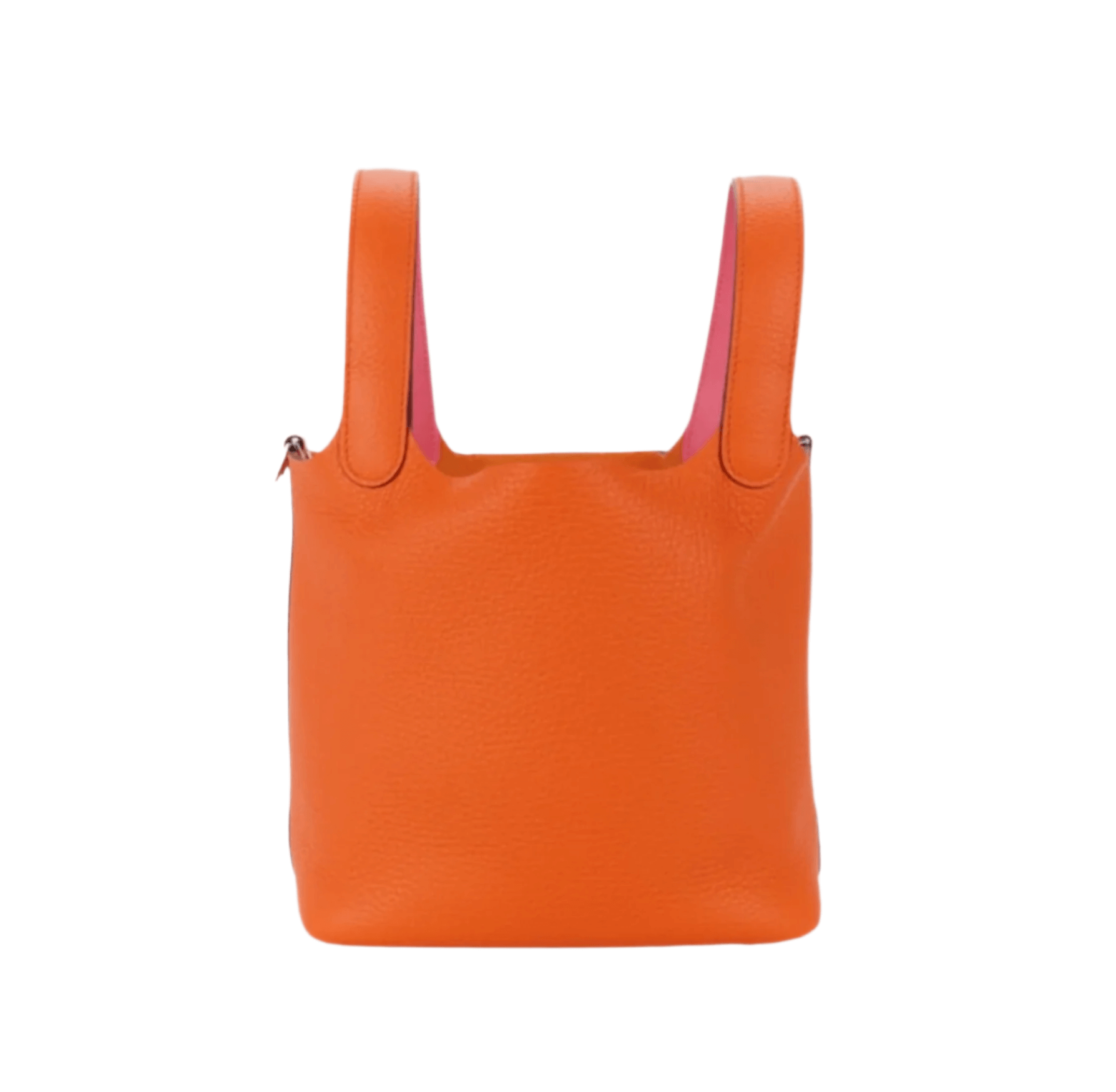 Hermès Picotin Lock 18 in Orange Minium Clemence leather with Rose Azalée Swift leather interior and palladium hardware