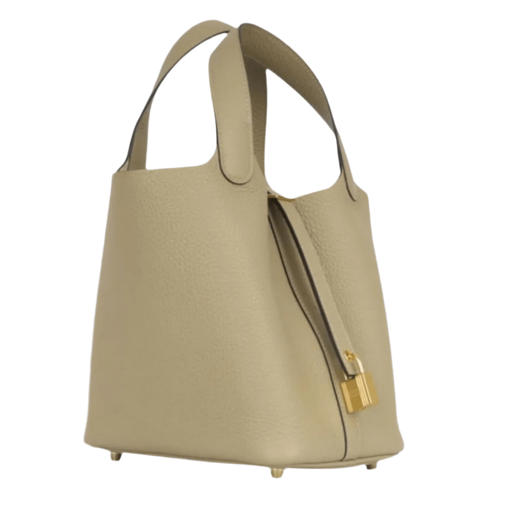 Hermès Picotin Lock 18 in Trench beige Clemence leather with gold hardware and minimalist bucket design