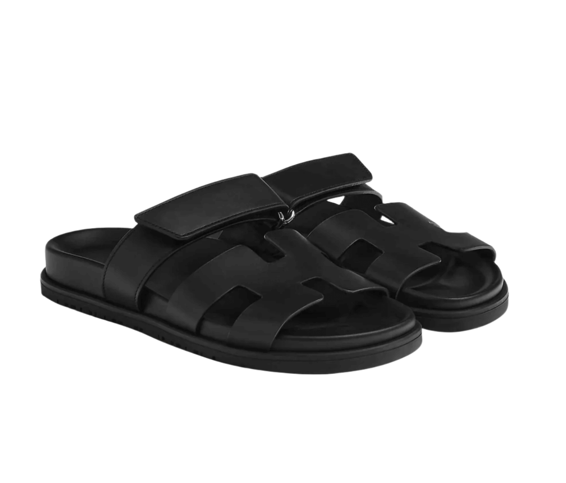 Top view of hermes chypre in black featuring the iconic H design