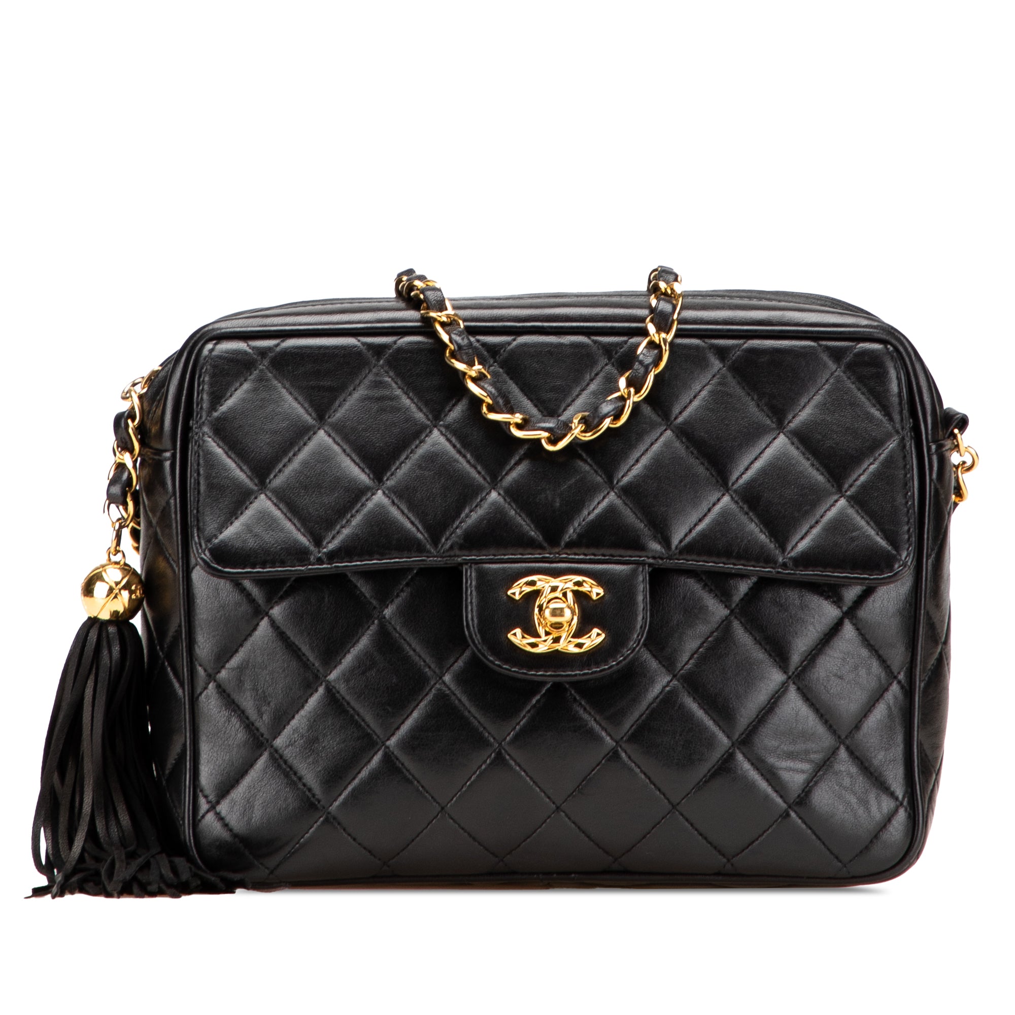 Chanel Small CC Quilted Lambskin Tassel Flap Camera Bag - image 1