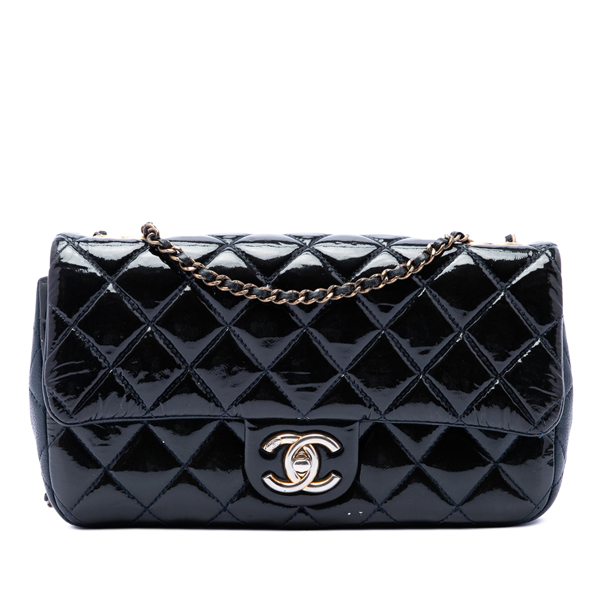 Chanel Paris Salzburg Medium Patent and Goatskin CC Eyelet Flap - image 1