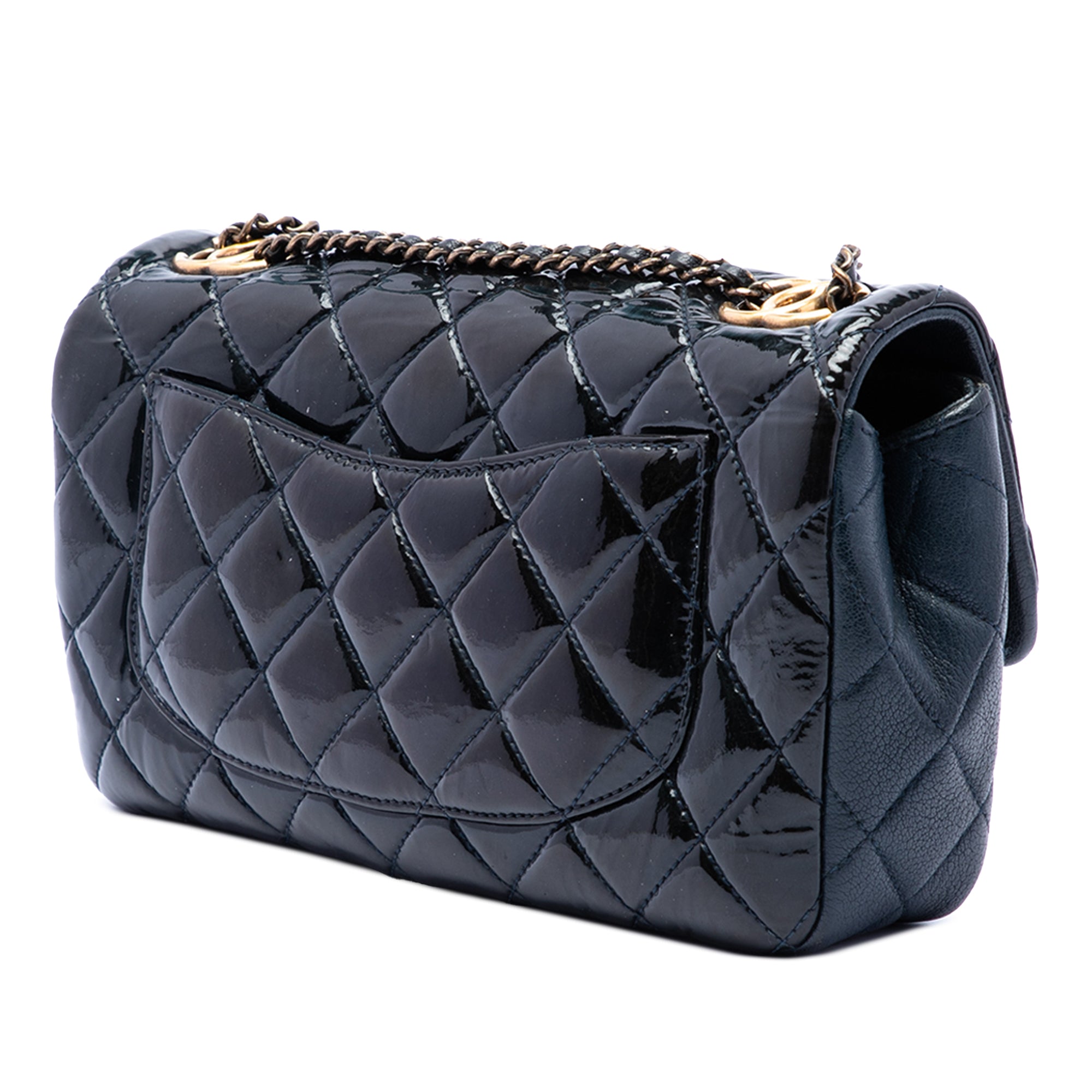 Chanel Paris Salzburg Medium Patent and Goatskin CC Eyelet Flap - image 2