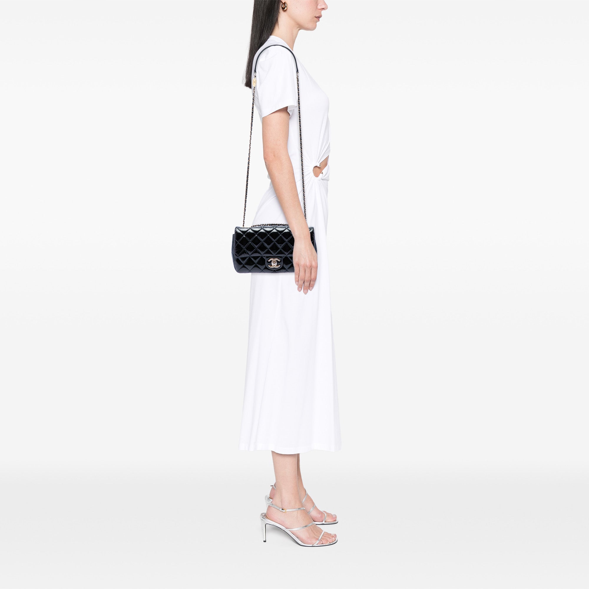 Chanel Paris Salzburg Medium Patent and Goatskin CC Eyelet Flap - image 6