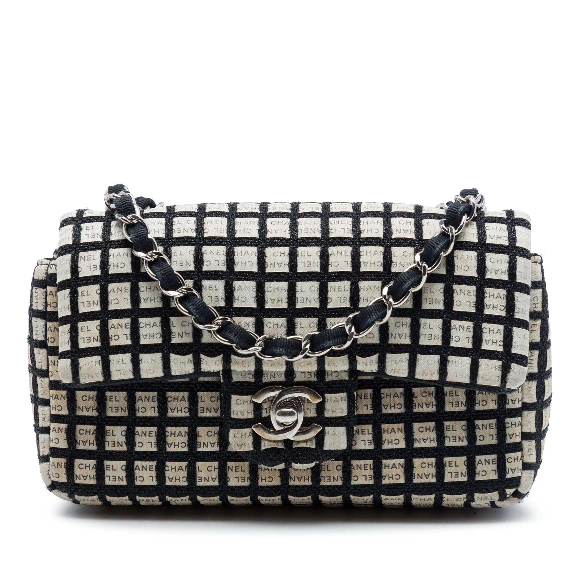 Chanel Mini Rectangular Tweed and Ribbon Logo Single Flap - image 1