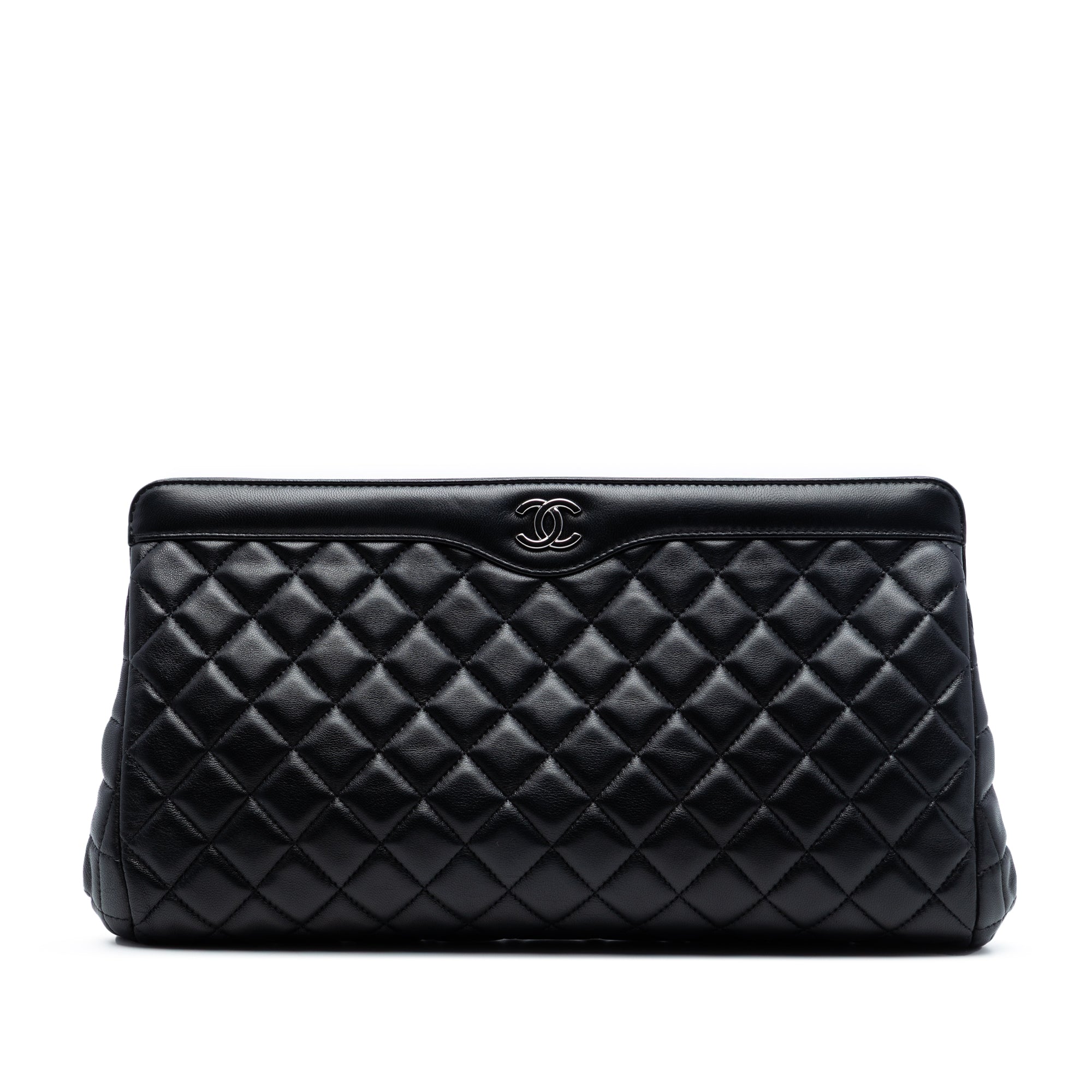 Chanel CC Quilted Lambskin Frame Clutch - image 1