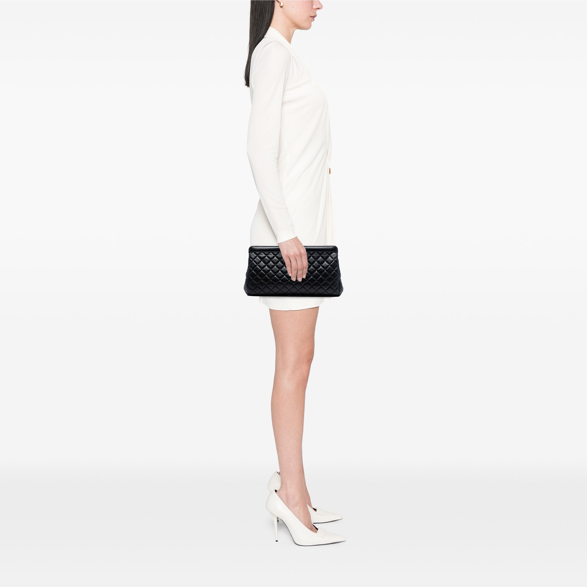 Chanel CC Quilted Lambskin Frame Clutch - image 7