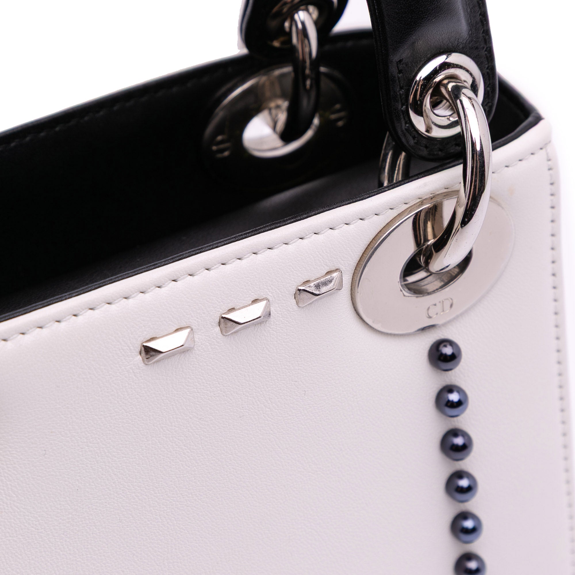 Dior Mini Lambskin Studded Crystal Pearl Lady Dior - image 9