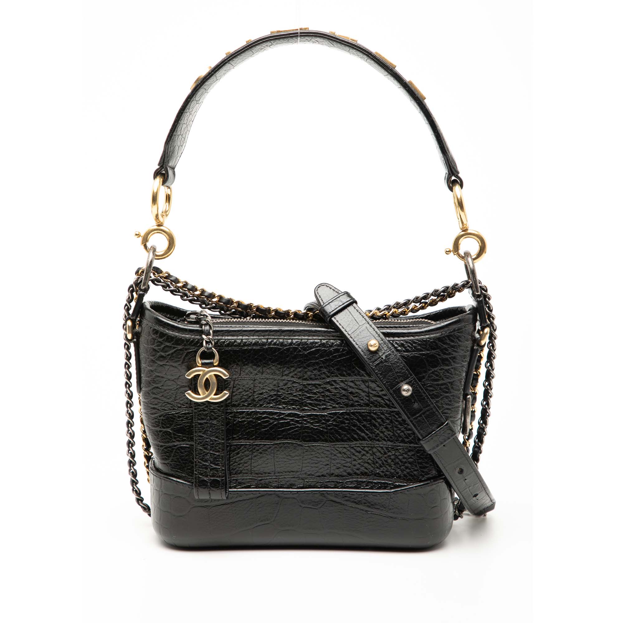 Chanel Small Croc Embossed Calfskin Gabrielle Hobo - image 1