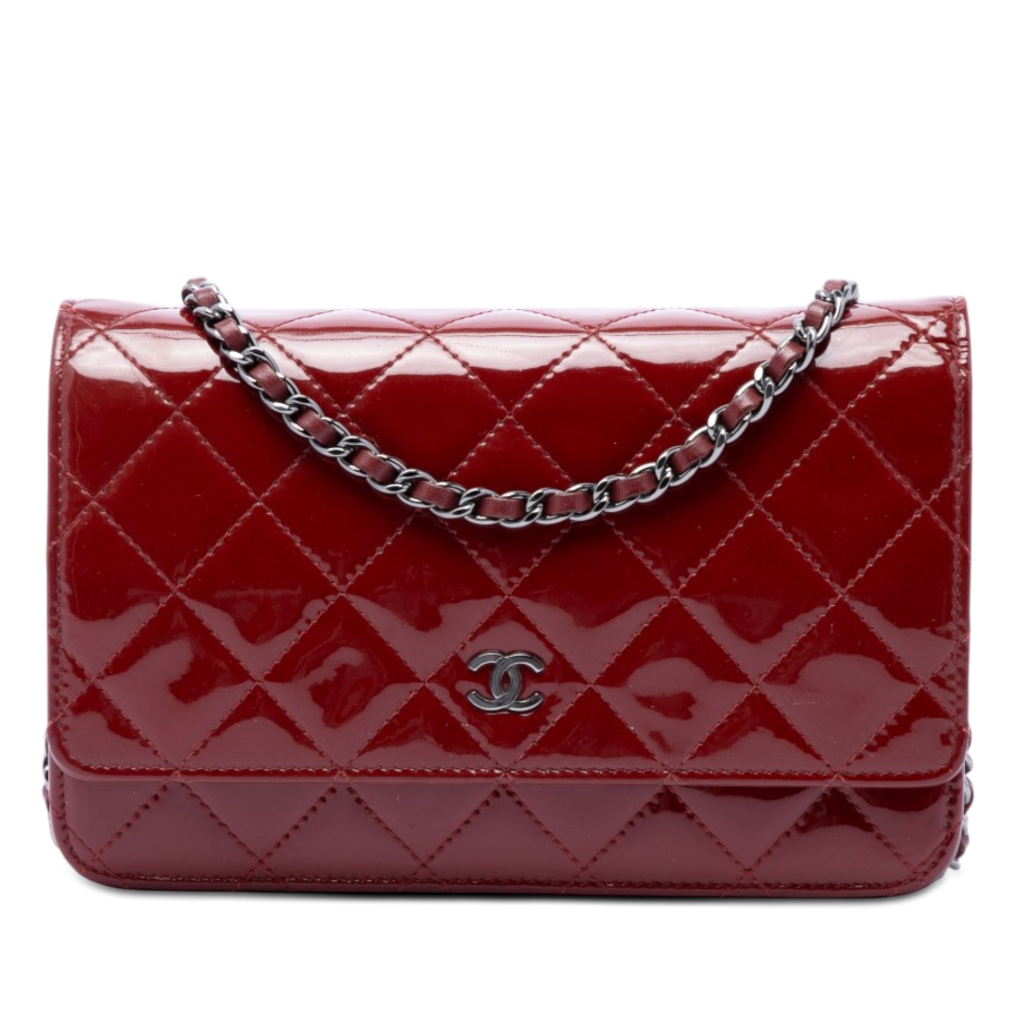 Chanel CC Quilted Patent Wallet on Chain - image 1