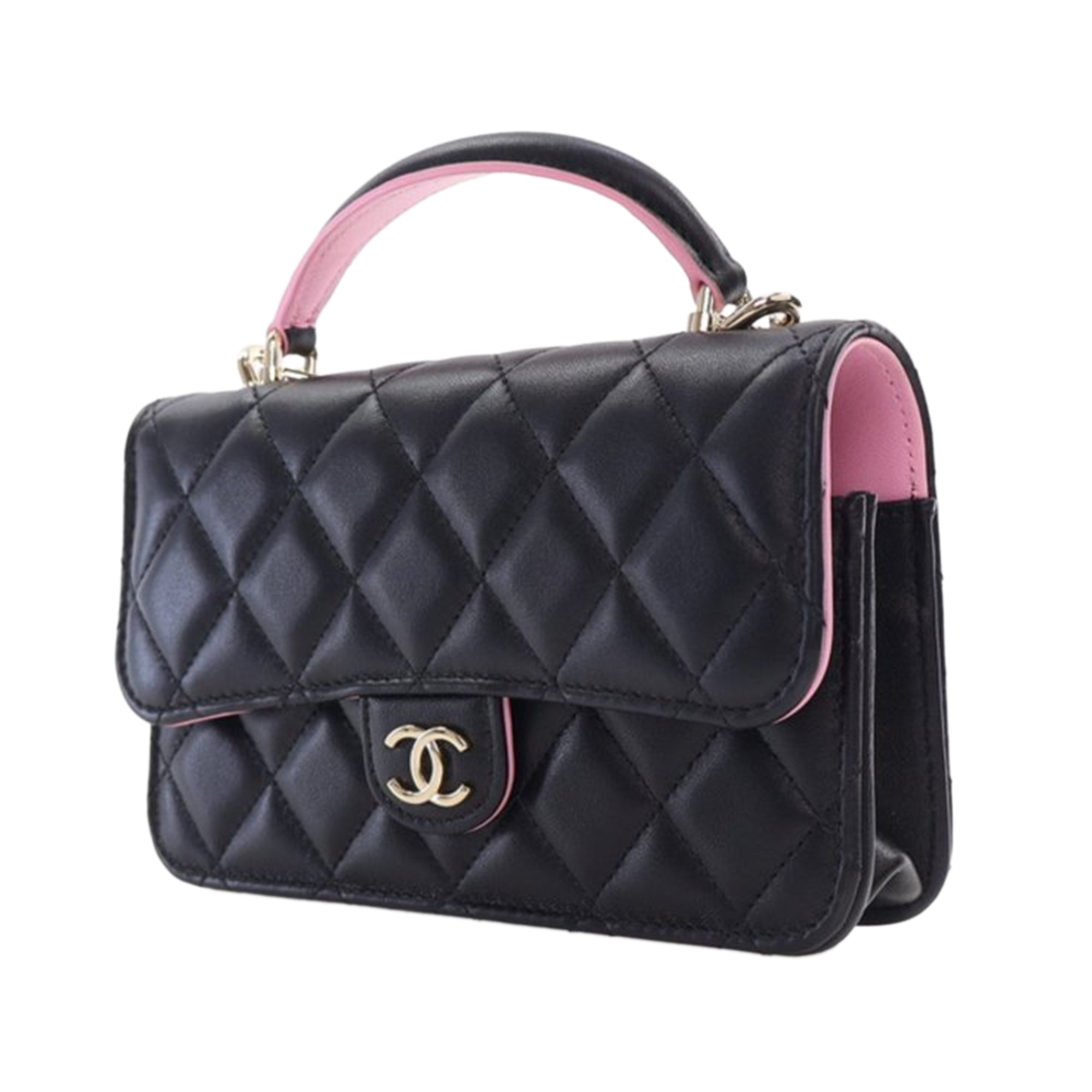Chanel Bicolor Quilted Lambskin Top Handle Phone Holder with Chain - image 11