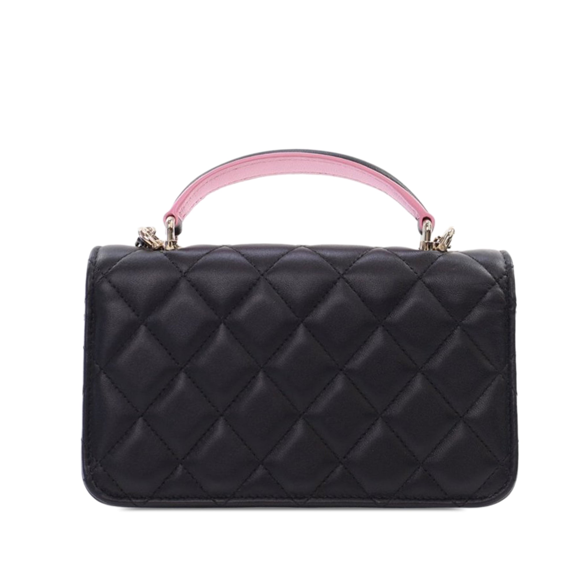 Chanel Bicolor Quilted Lambskin Top Handle Phone Holder with Chain - image 3