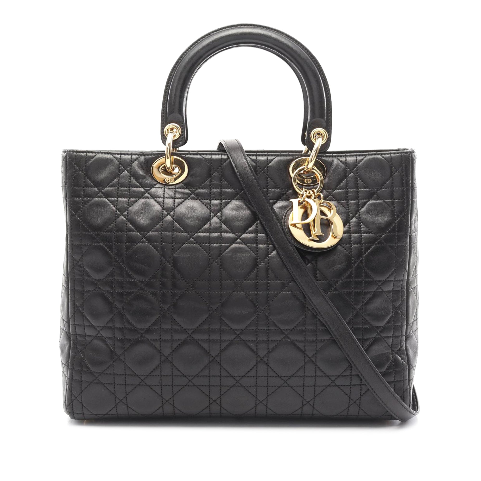 Dior Dior Ladies Christian Dior Large Cannage Handbag leather Black Used Women - image 1