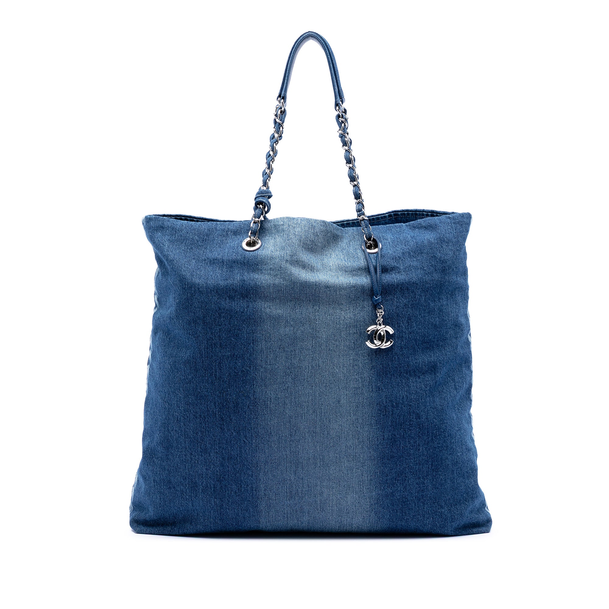 Chanel Printed Denim Shopping Tote - image 1