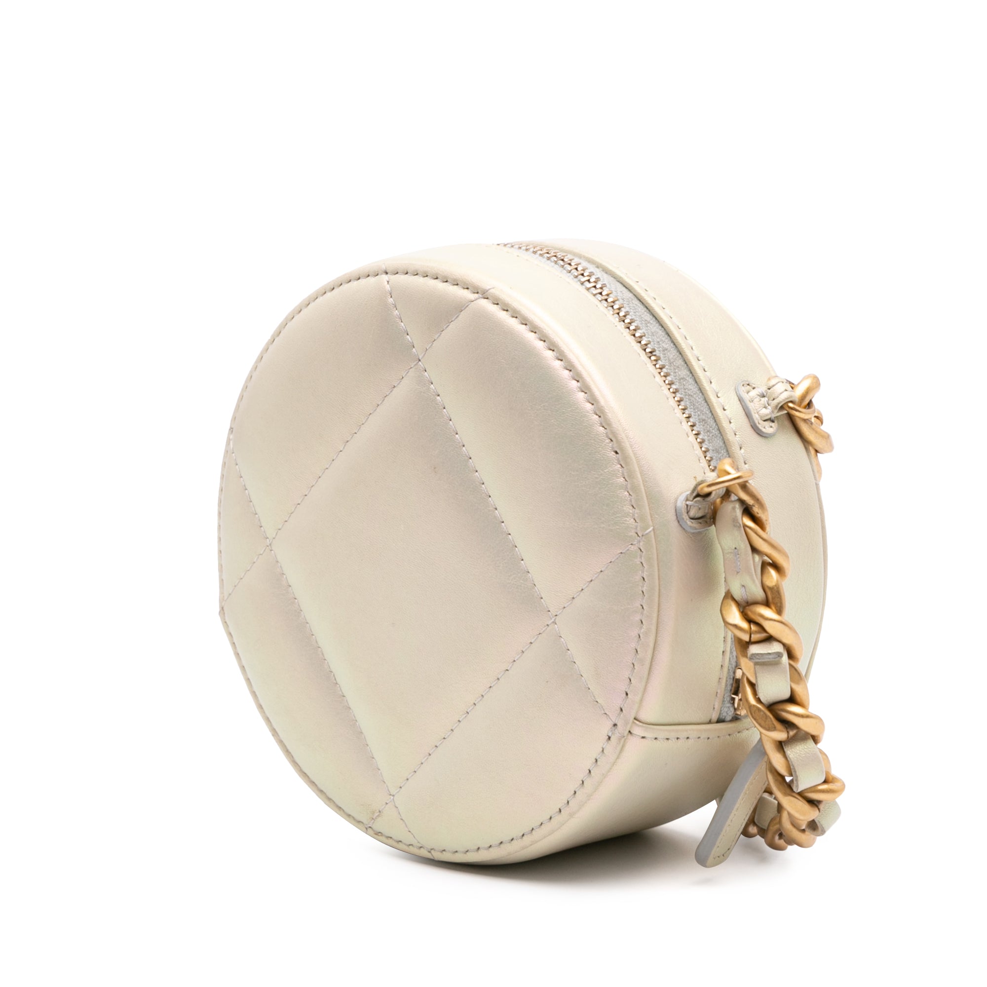 Chanel Quilted Goatskin 19 Round Clutch With Chain - image 2