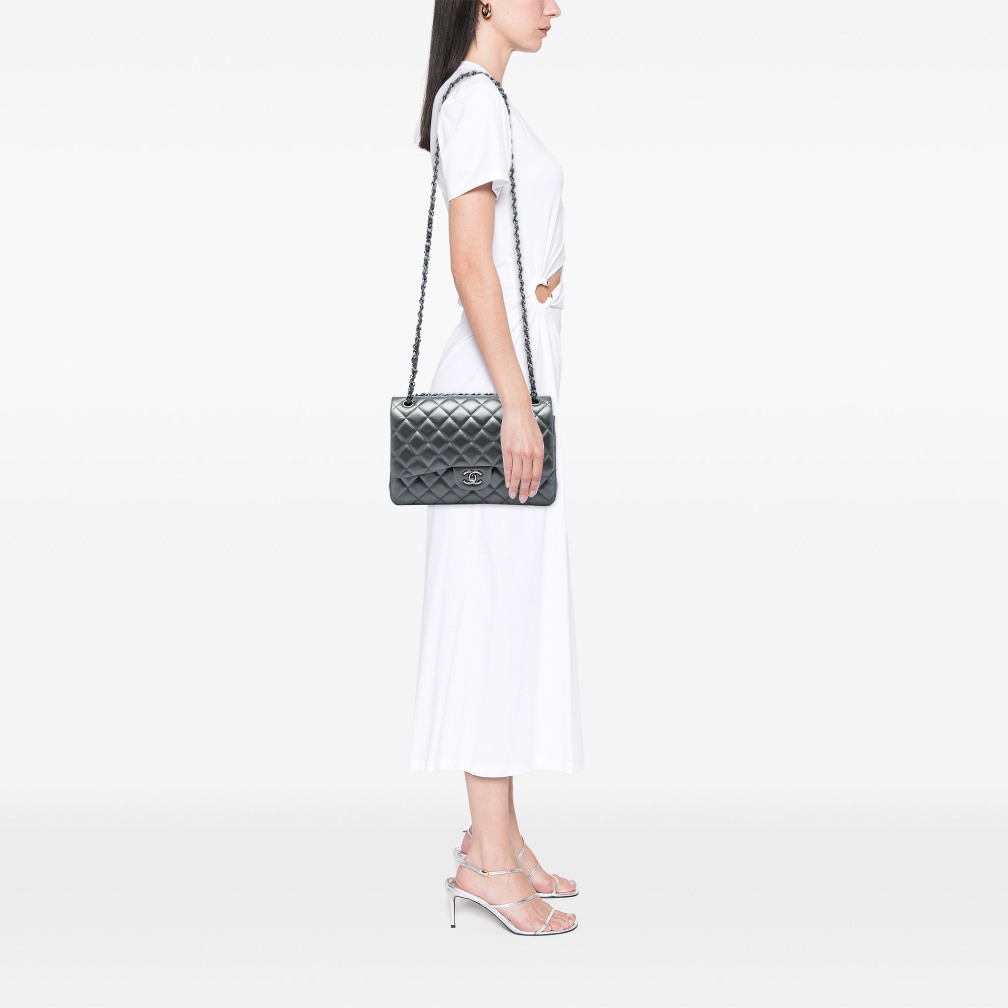 Chanel Jumbo Classic Metallic Lambskin Double Flap - image 5