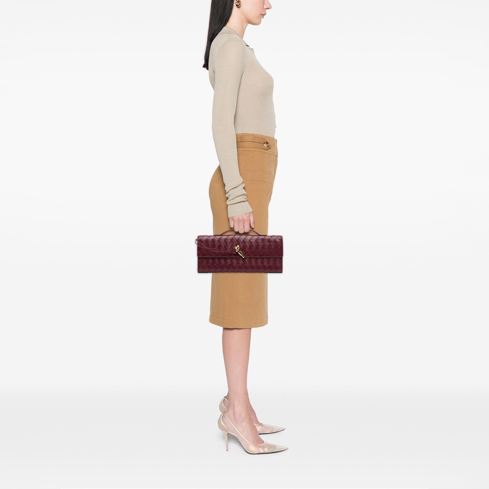 Bottega Veneta Lambskin Intrecciato Andiamo Clutch - image 6