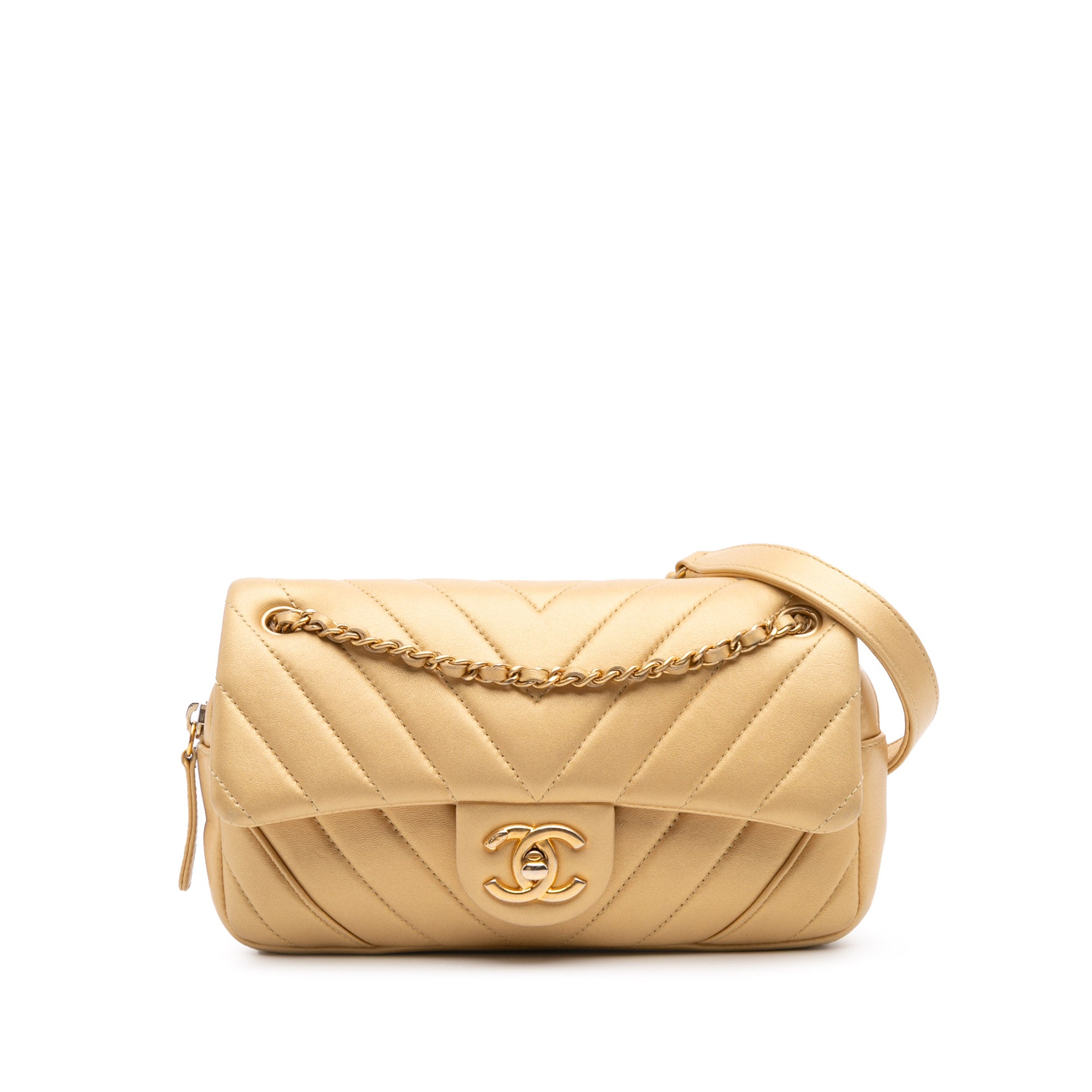 Chanel Mini Quilted Chevron Lambskin Camera Case Flap - image 1
