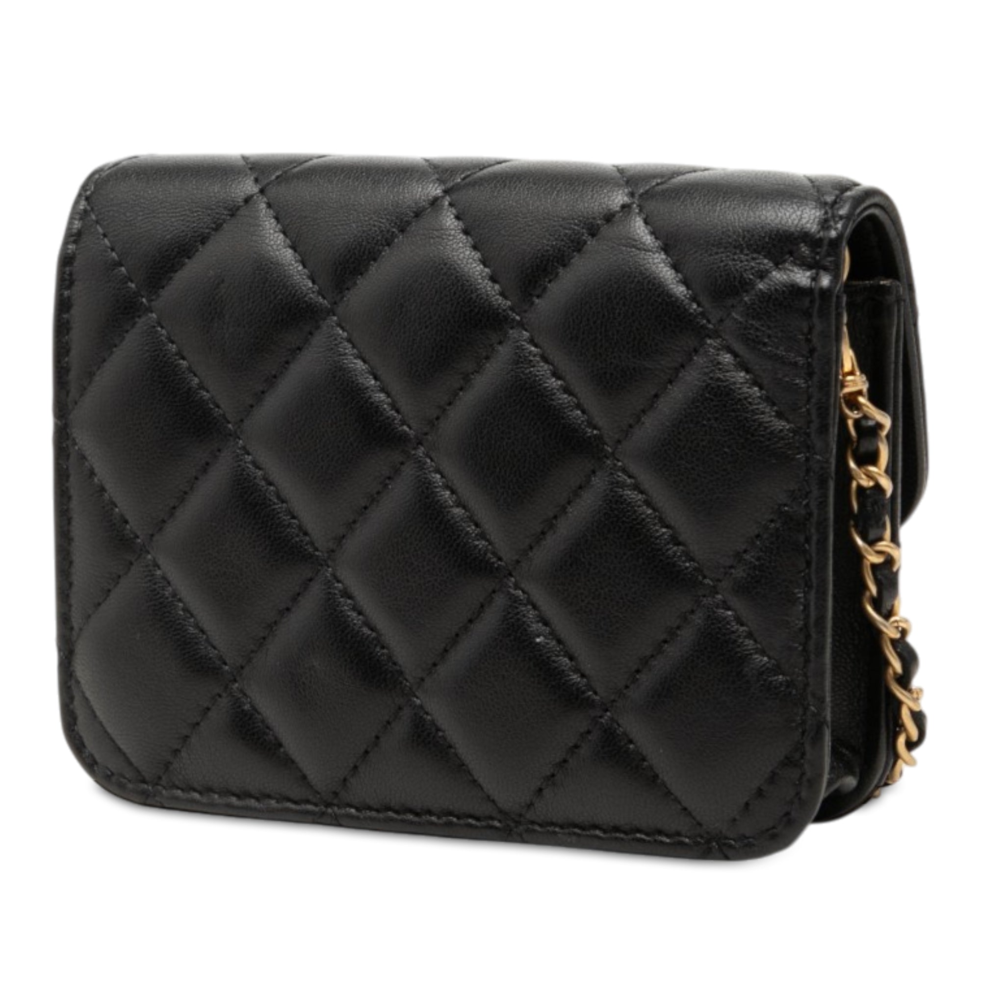 Chanel Mini CC Quilted Lambskin Pearl Crush Pouch with Chain - image 2