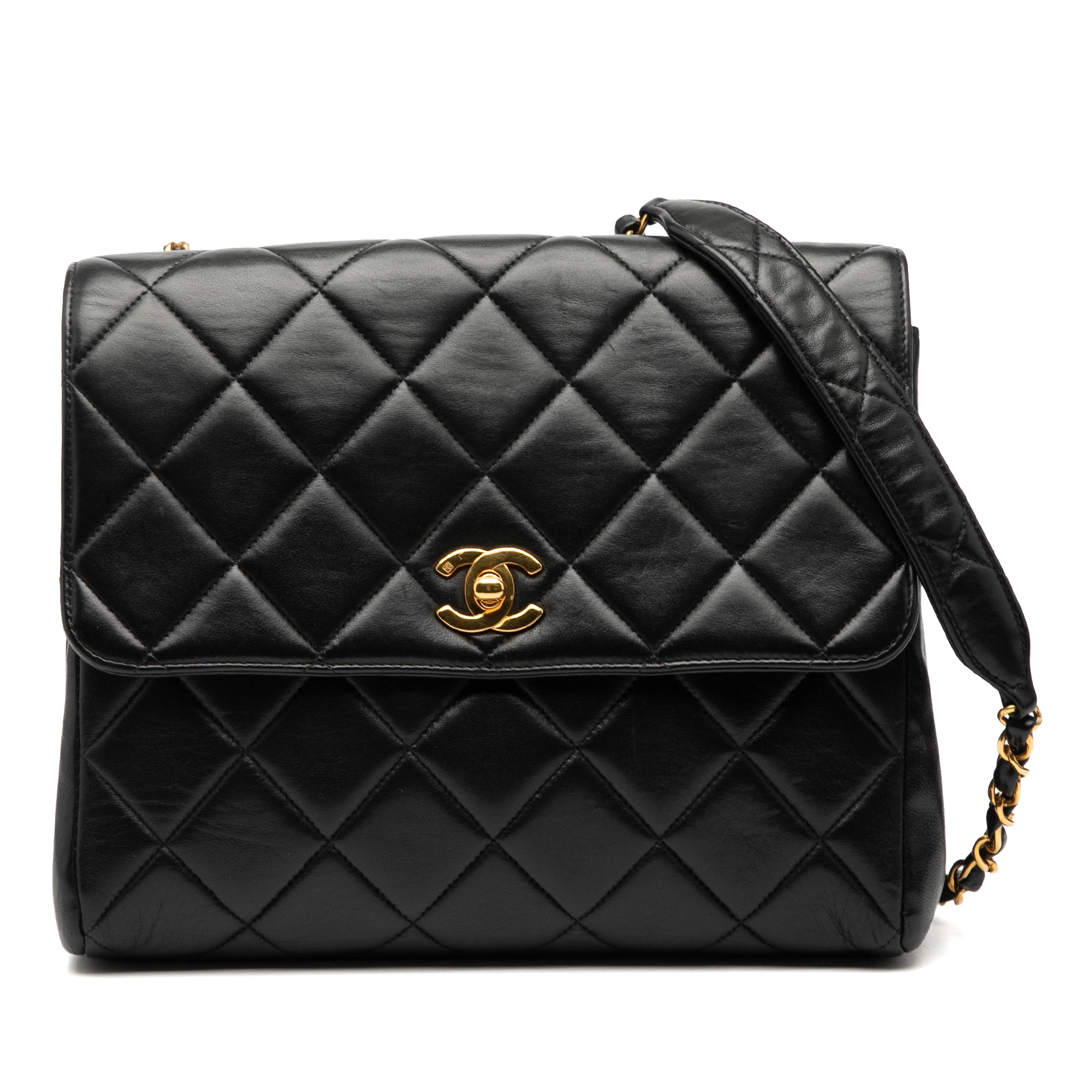 Chanel Small Square Quilted Lambskin Straight Single Flap - image 1