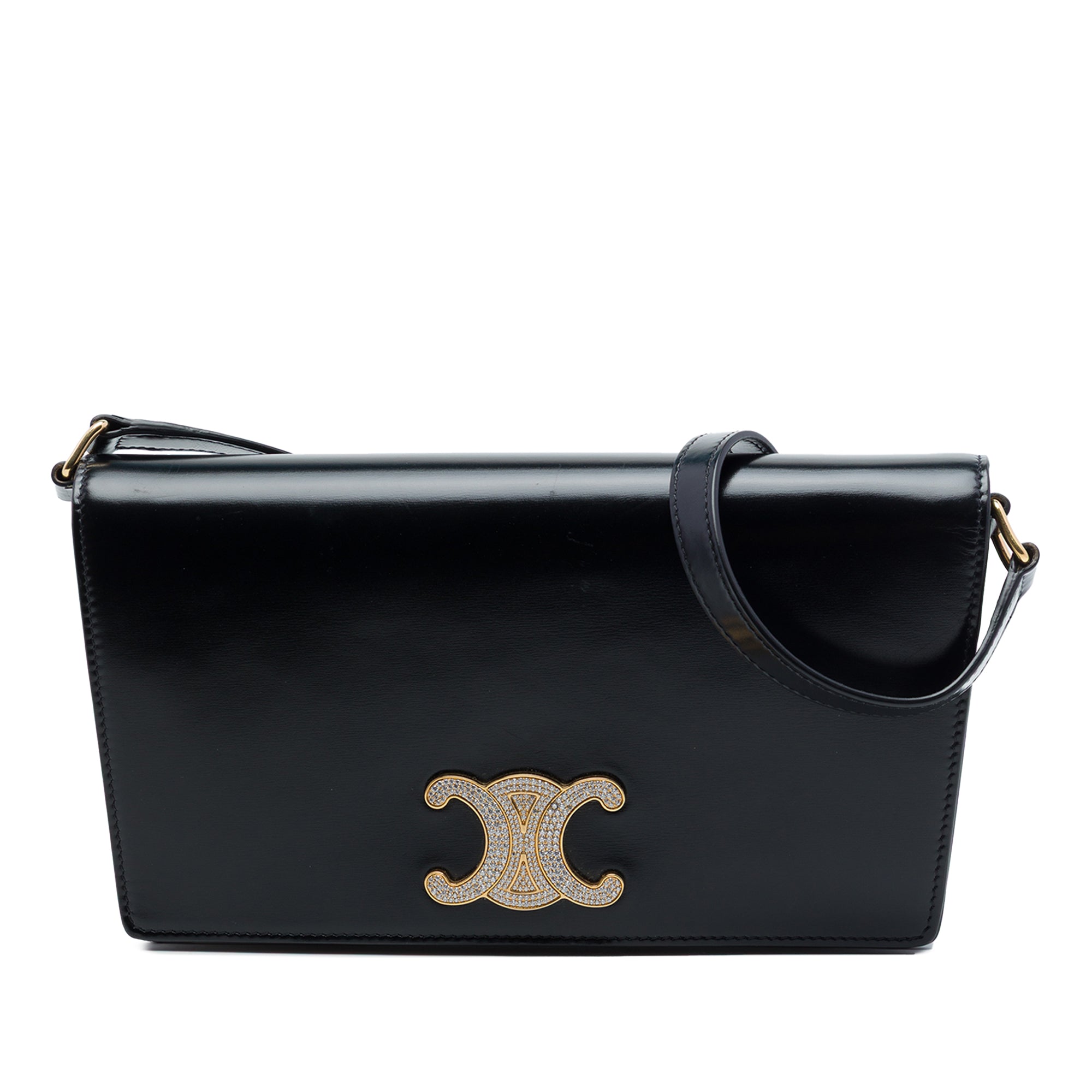 Celine Shiny Calfskin Strass Triomphe Trapeze Shoulder Bag - image 1