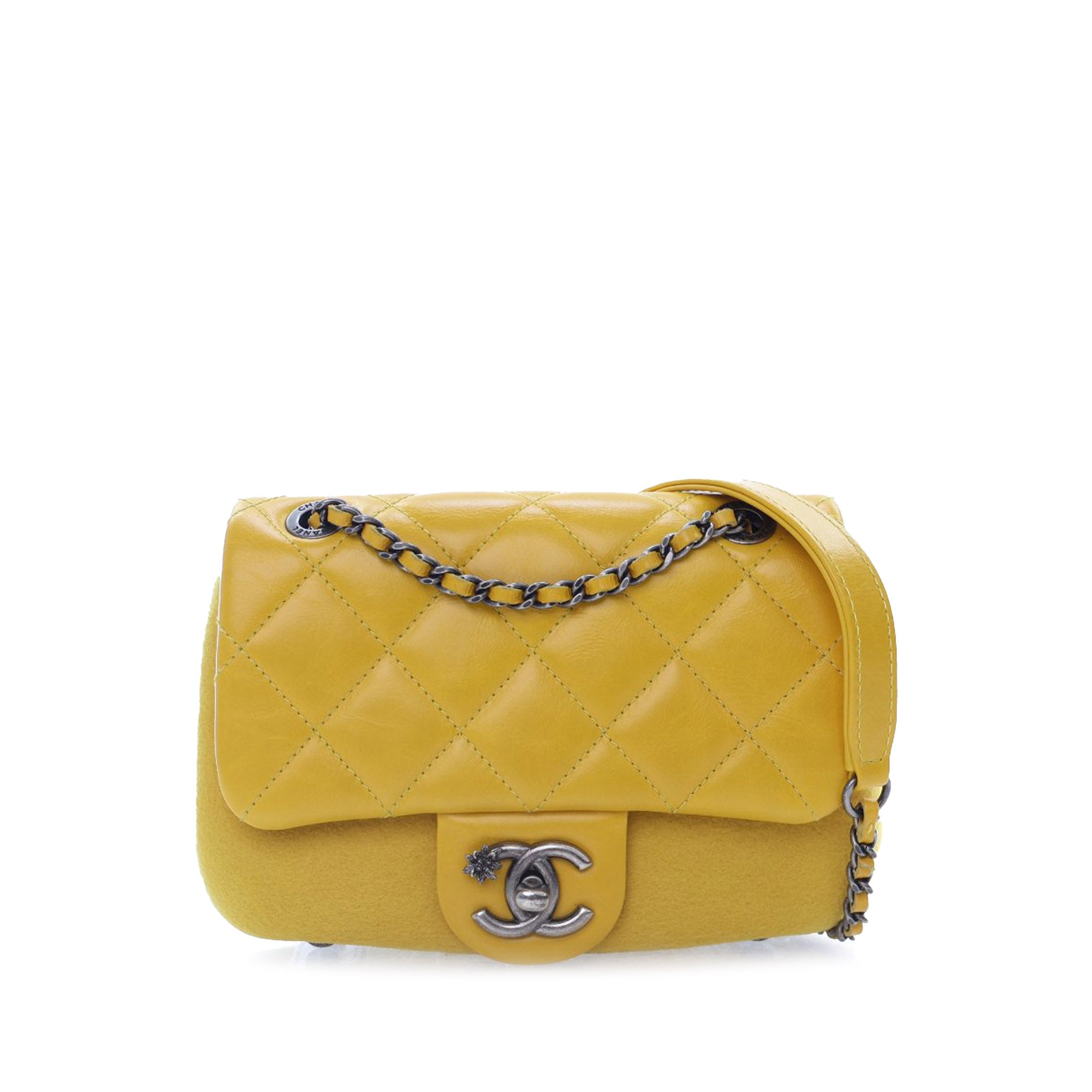 Chanel Mini Square CC Quilted Lambskin and Suede Single Flap - image 1