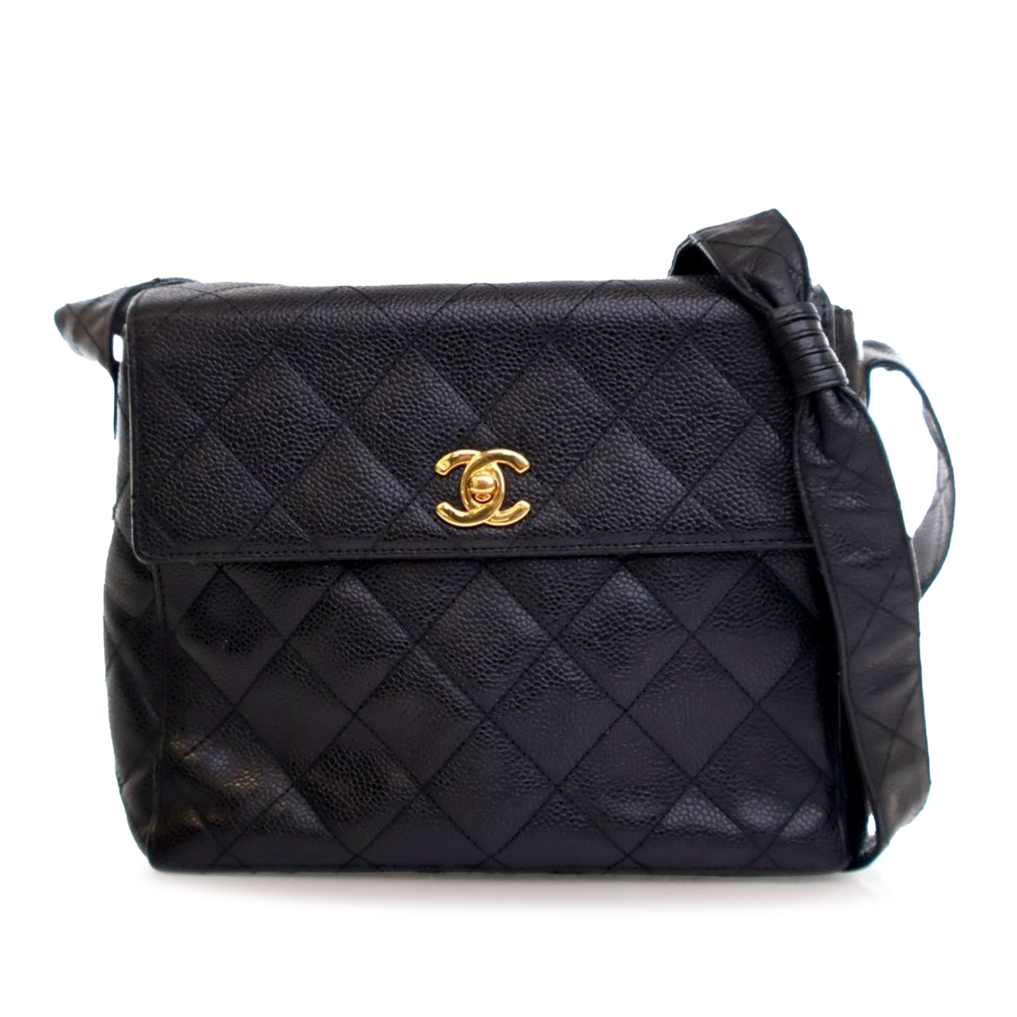 Chanel CC Quilted Caviar Turnlock Crossbody - image 1