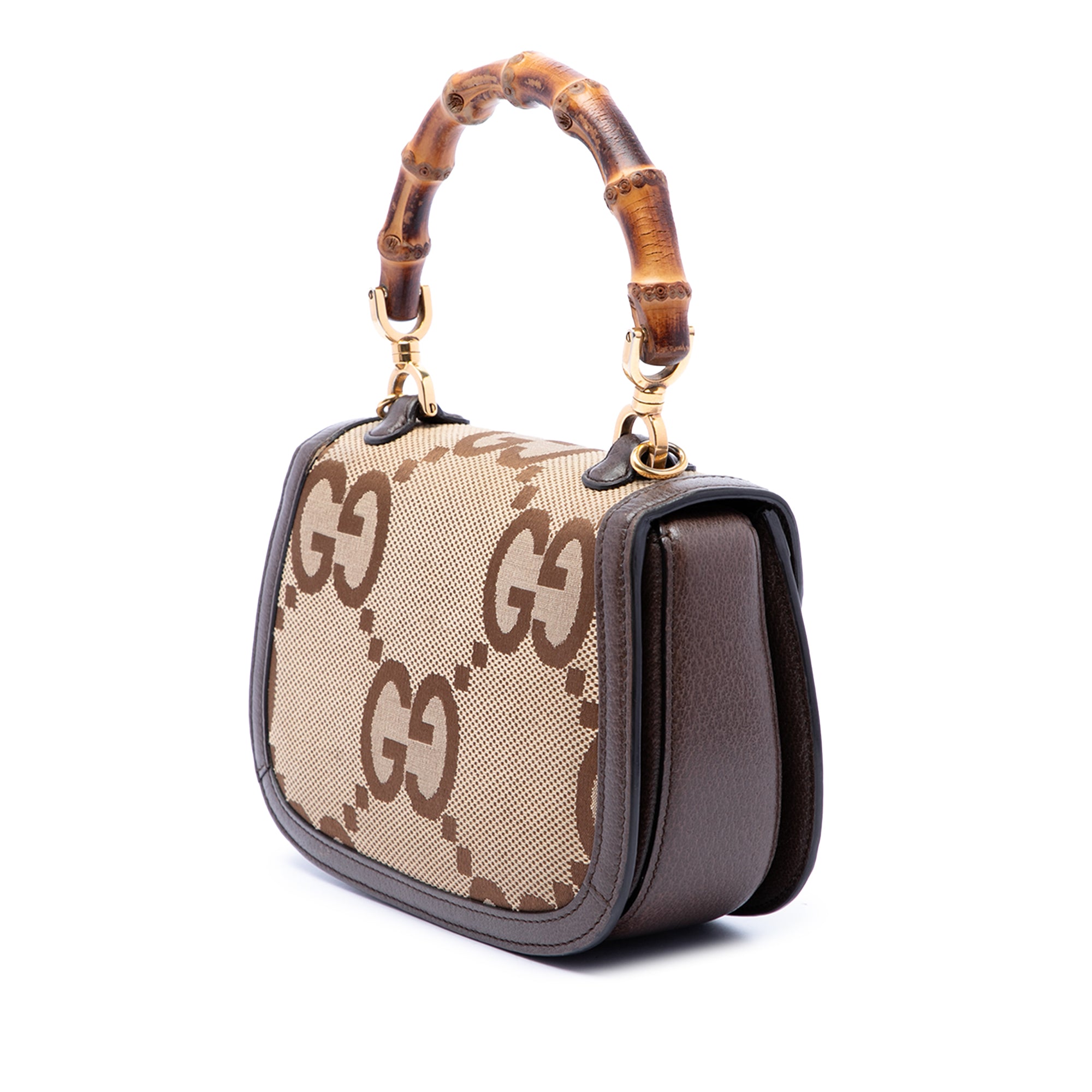 Gucci Small Jumbo GG Canvas Web Bamboo 1947 Top Handle Bag - image 2