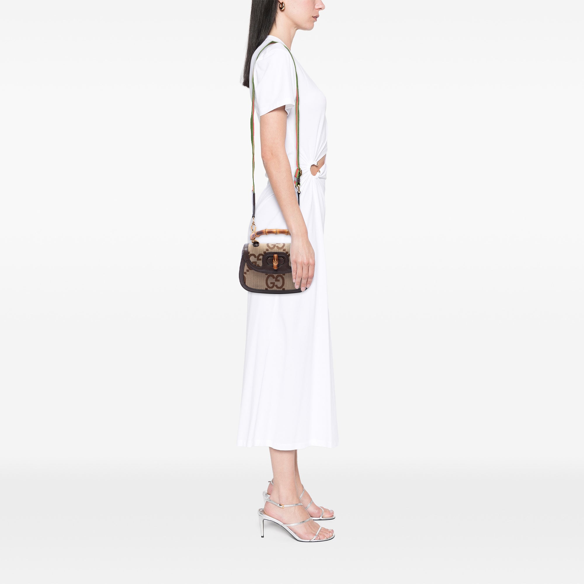 Gucci Small Jumbo GG Canvas Web Bamboo 1947 Top Handle Bag - image 6