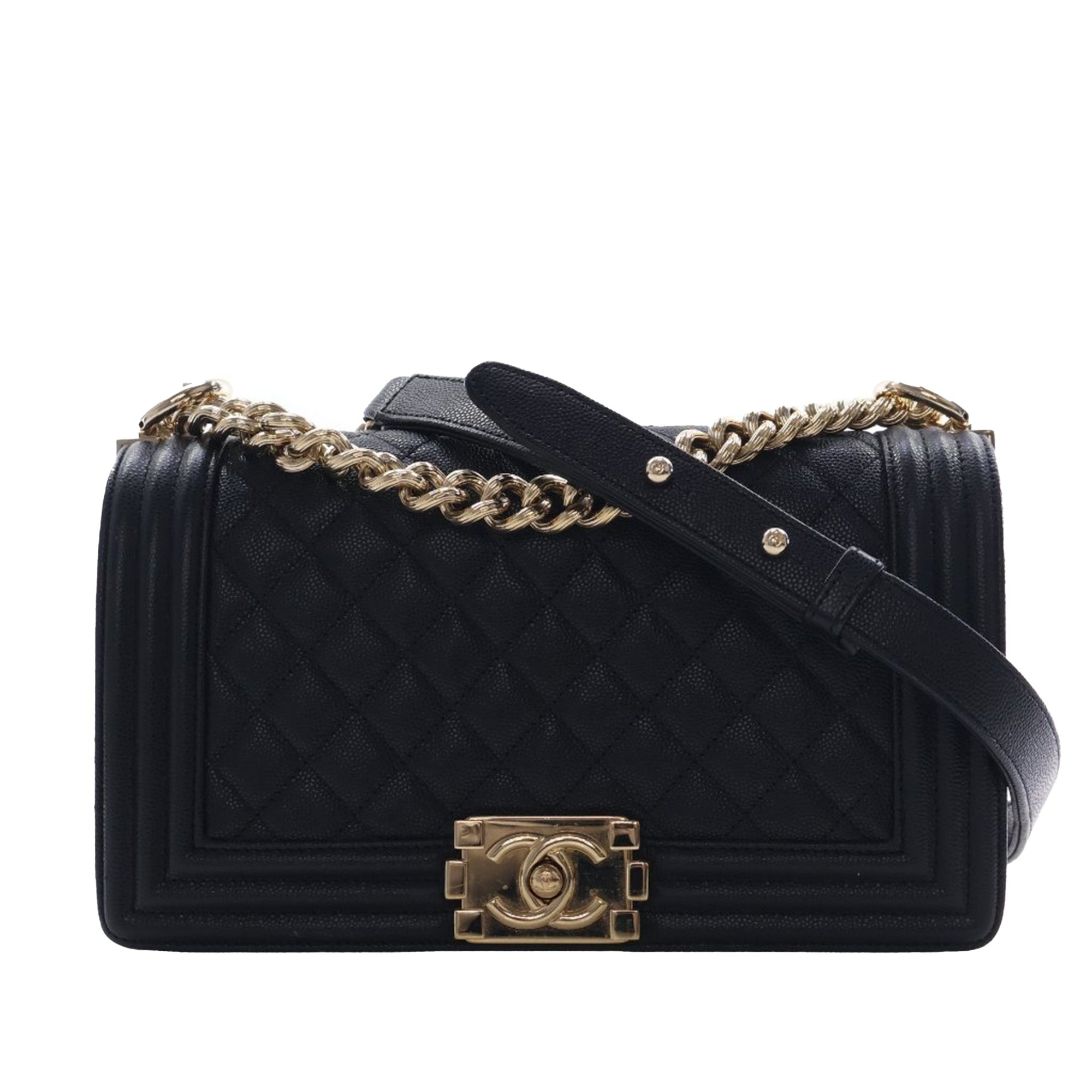 Chanel Old Medium Quilted Caviar Boy Flap - image 1