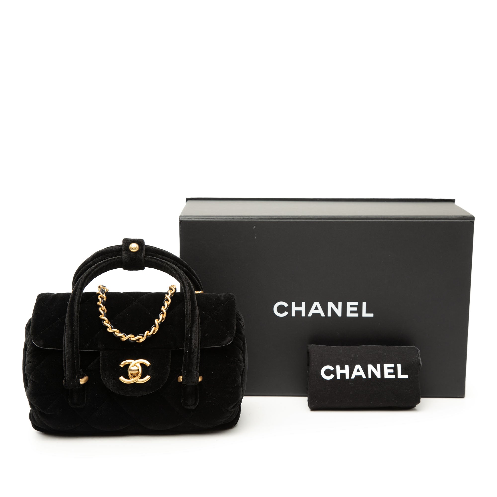 Chanel Mini Quilted Velvet Top Handle Flap - image 8