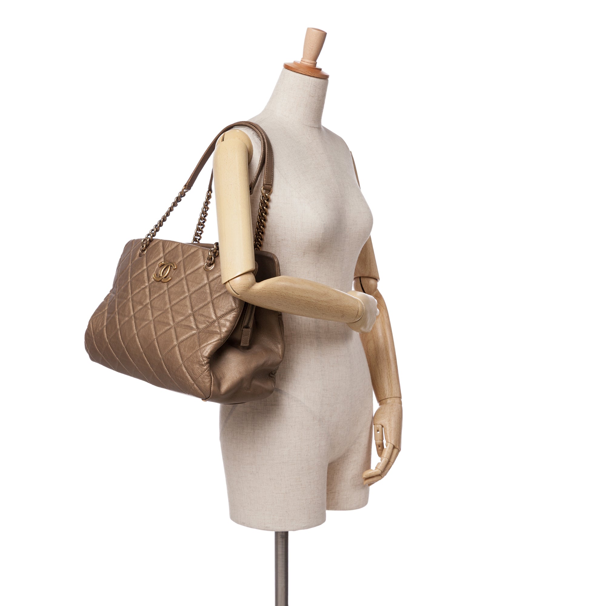 Chanel Large Quilted Iridescent Calfskin CC Crown Tote - image 12