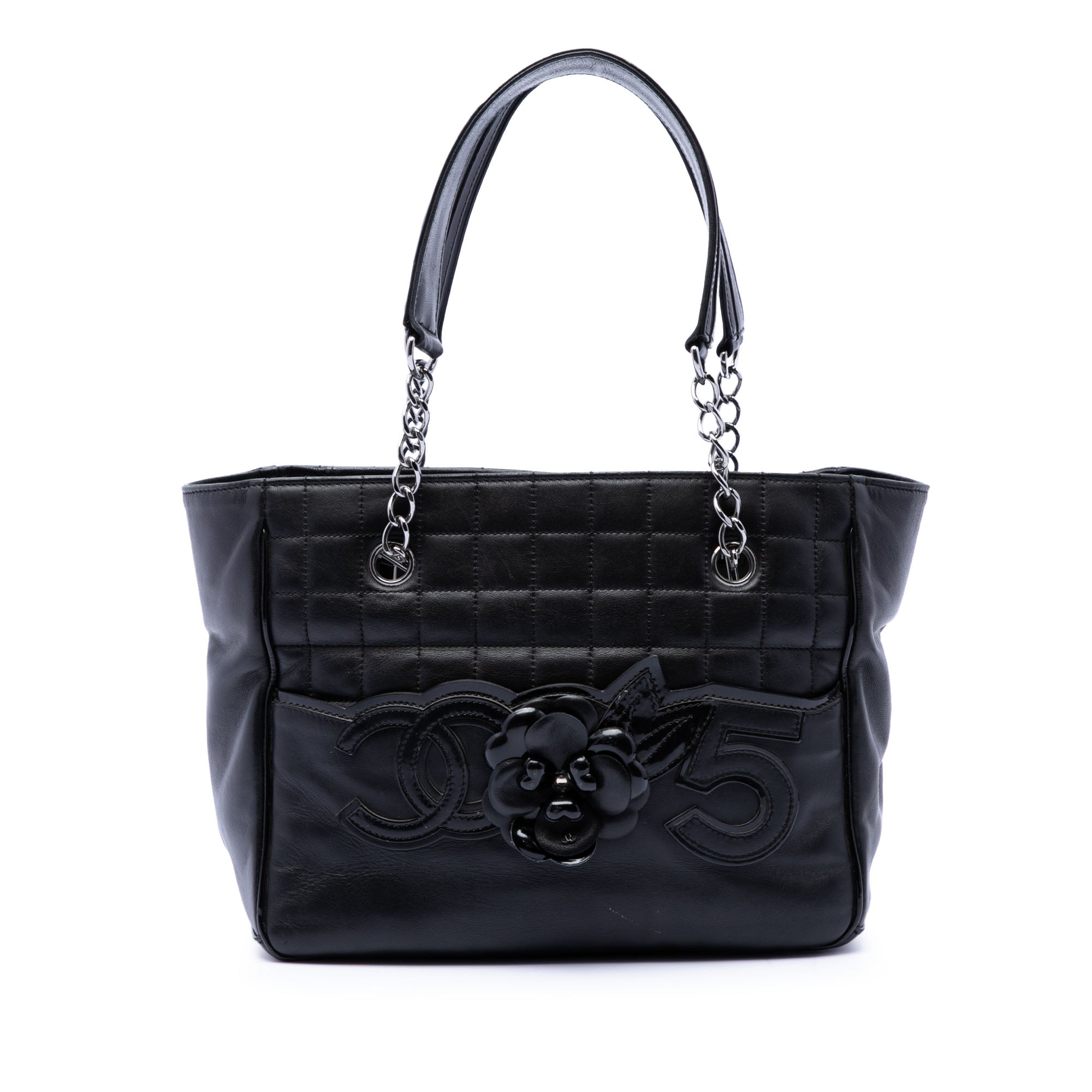 Chanel CC Choco Bar Lambskin Camellia No 5 Tote - image 1