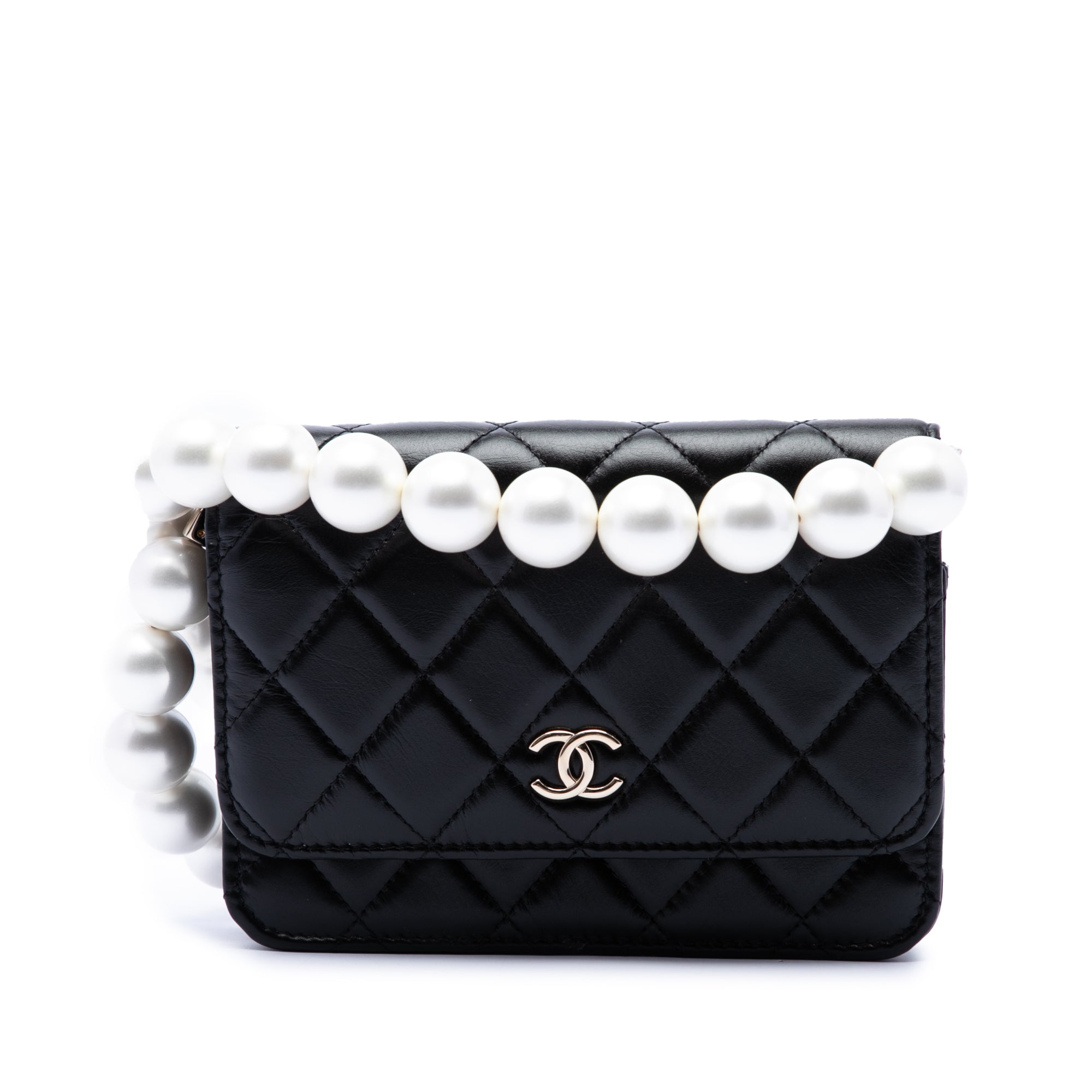 Chanel CC Quilted Calfskin Maxi Pearls Wallet on Chain - image 1