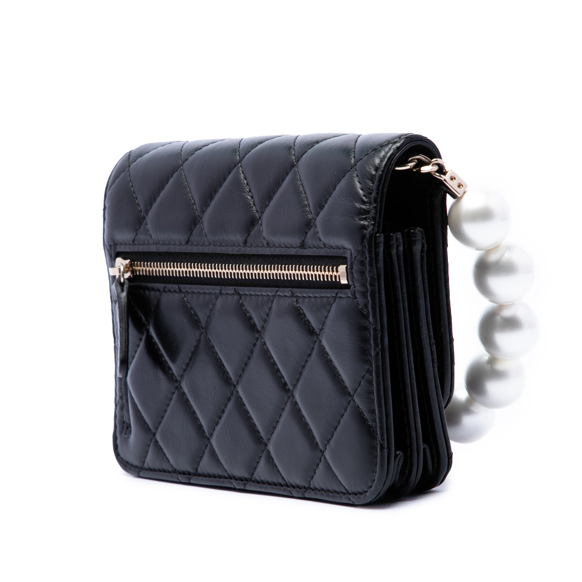 Chanel CC Quilted Calfskin Maxi Pearls Wallet on Chain - image 2