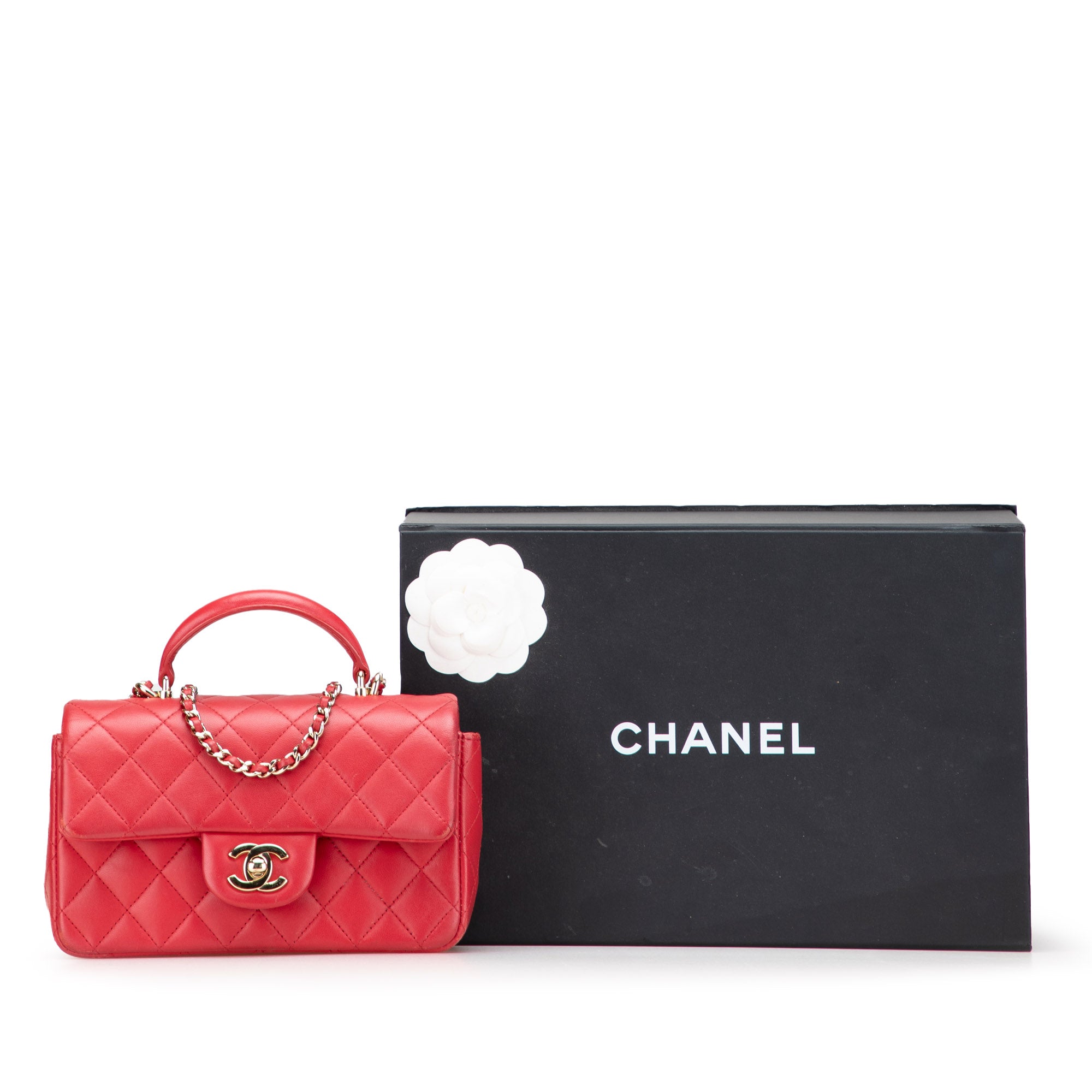 Chanel Mini Rectangular Lambskin Top Handle Single Flap - image 10