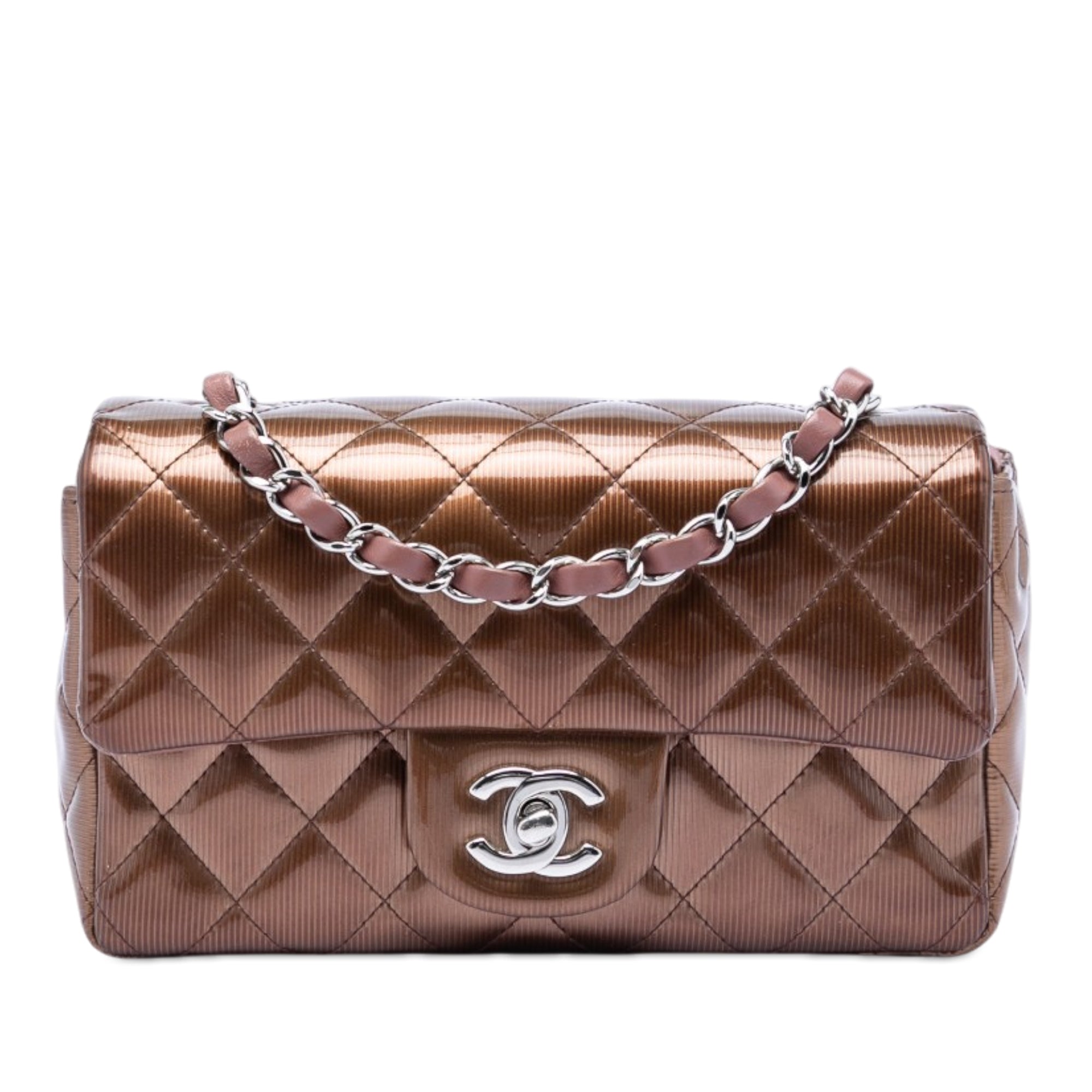 Chanel Mini Rectangular Classic Striated Patent Single Flap - image 1
