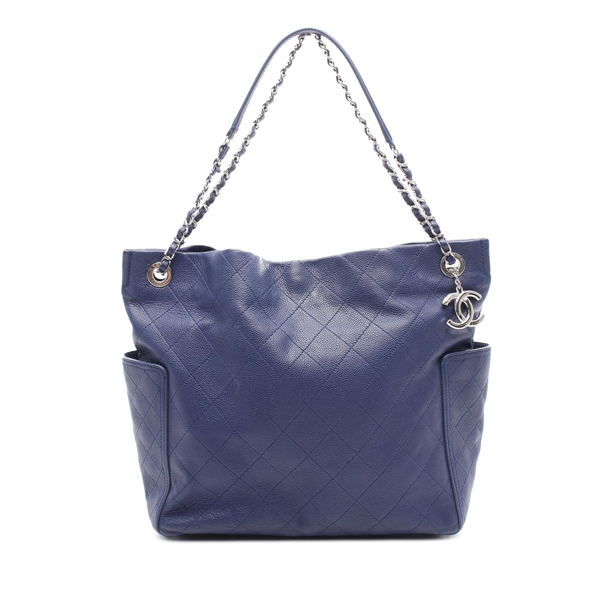 Chanel CHANEL Matelasse Tote Bag Calfskin (cowhide) Blue Used Women - image 1