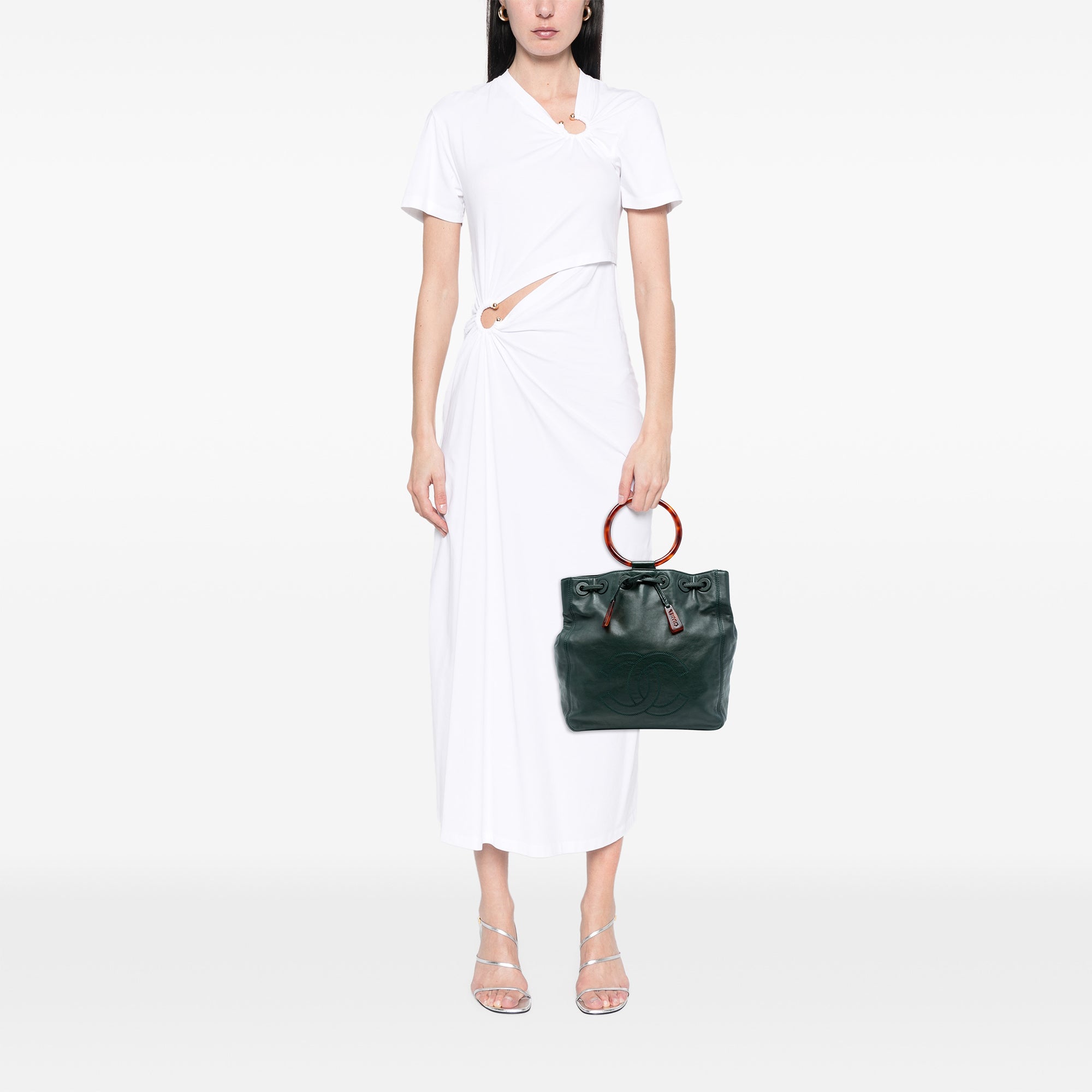 Chanel CC Lambskin Tortoise Ring Drawstring Tote - image 7